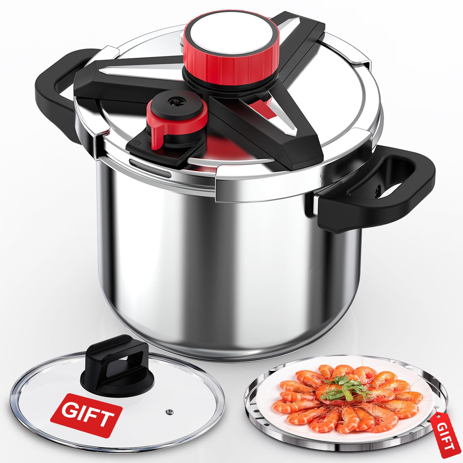 [3IN1] 18/8 Stainless Steel Pressure Cooker 8 Quart [Save 70% of time ]