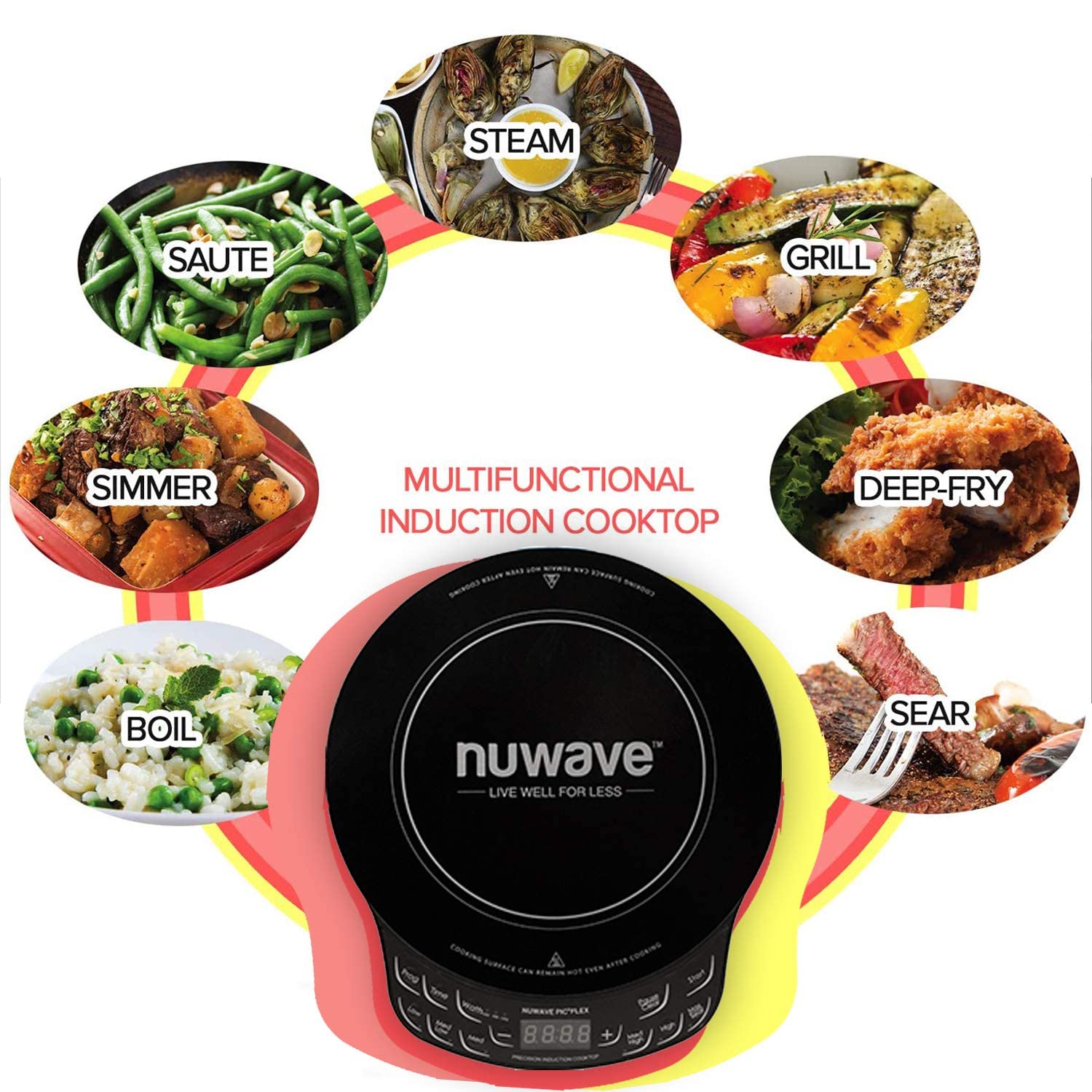 Nuwave Flex Precision Induction Cooktop, 10.25    Shatter-Proof Ceramic Glass, 6.5    Heating Coil, 45 Temps From 100F To 500F,