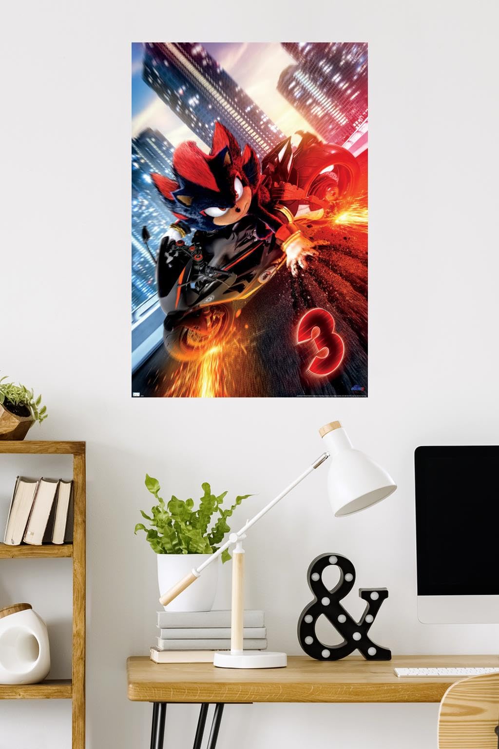 Trends International Sonic The Hedgehog 3 - Shadow Motorcycle One Sheet Wall Poster, 34L X 22.4W, Unframed Version