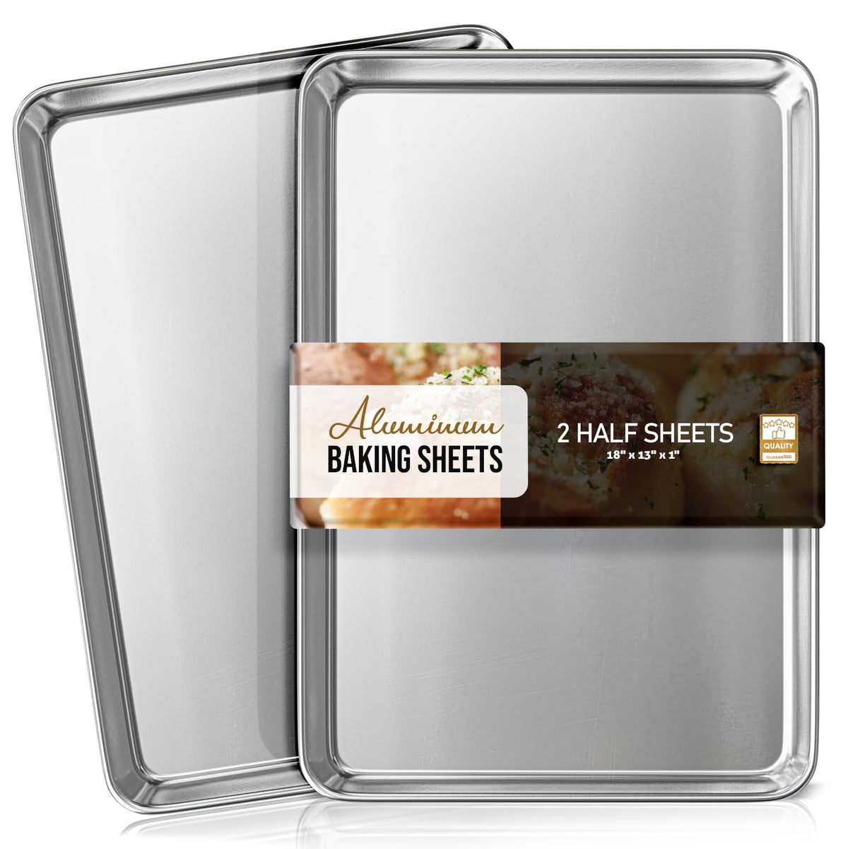 Aluminum Baking Sheet Set, 2 Pack Cookie Sheet Set, 18    X 13    Steel Baking Pan Set, Commercial Cookie Sheets For Baking Nons