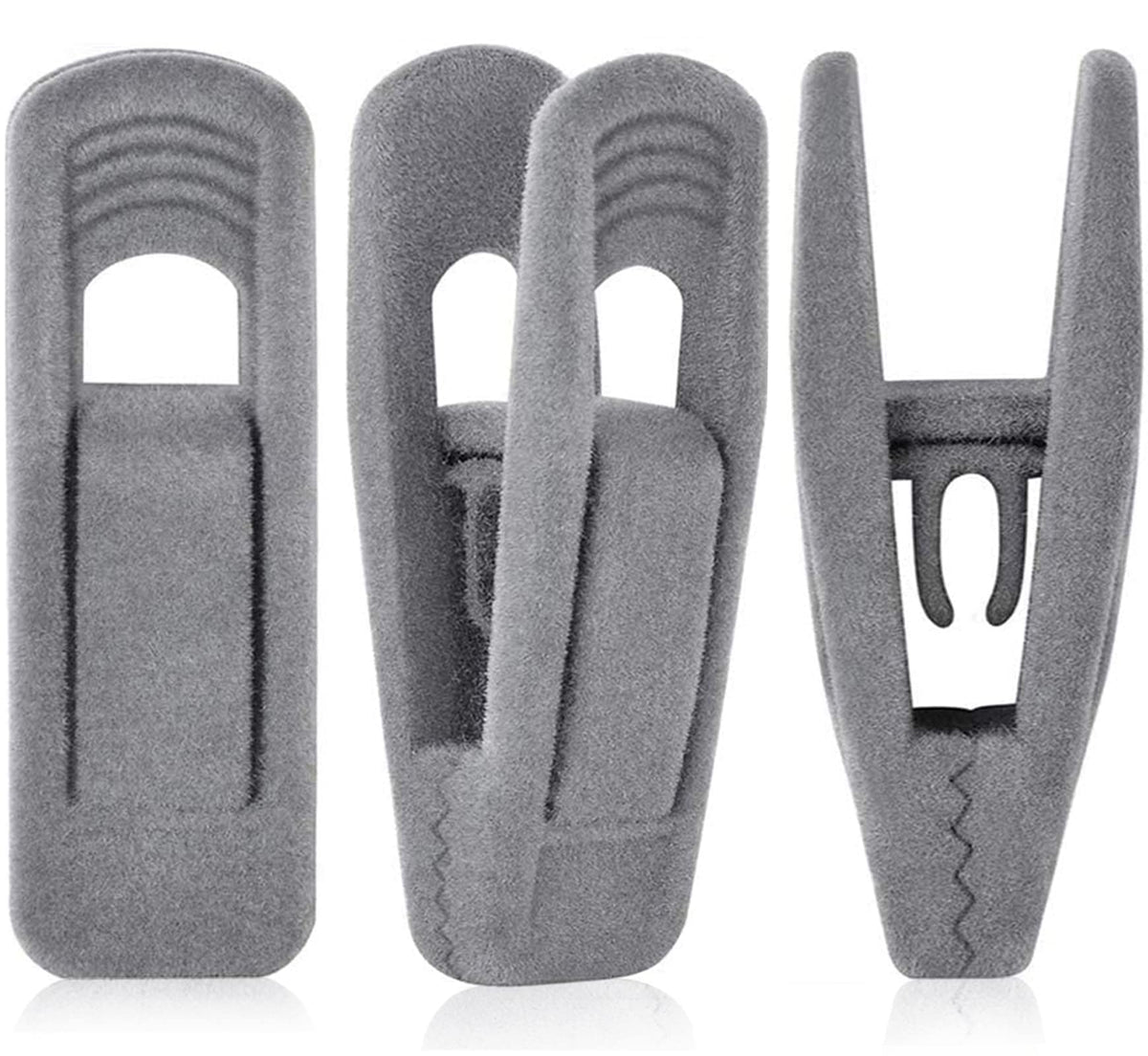 Tofiigrem Grey Velvet Hangers Clips (50-Pack), Non-Slip Velvet Skirt Hanger Clips For Velvet Hangers, Strong Finger Clips Perfec