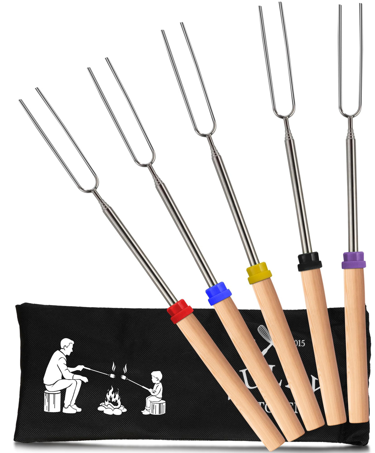 Zulay Sturdy Marshmallow Sticks For Fire Pit Extra Long - Great Smores Sticks Smores Kit For Fire Pit - Marshmallow Roasting Ske