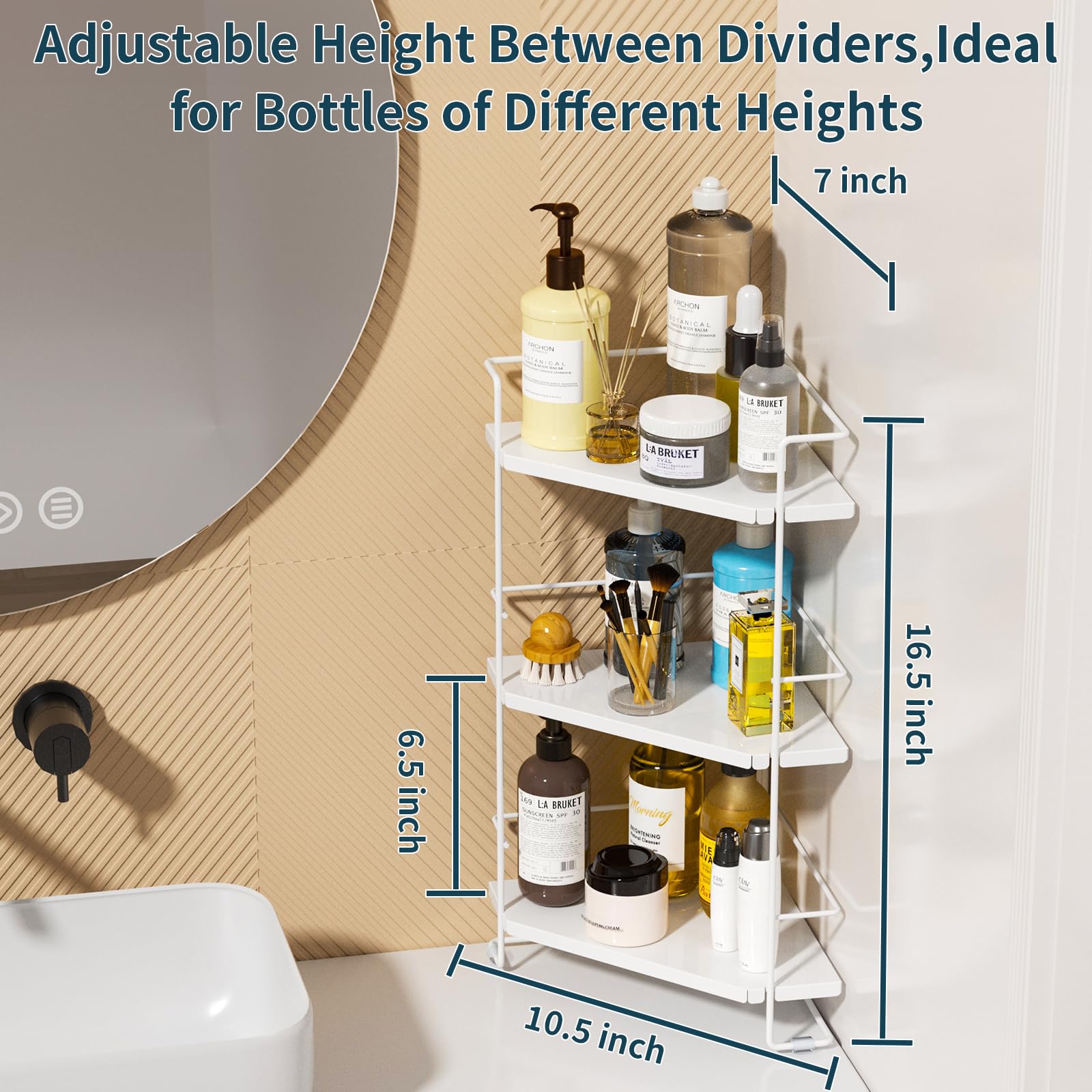Boivshi 3-Tier Bathroom Countertop Organizner, Bathroom Organizers And Storage For Bathroom, Kitchen Counter, Corner Storage She