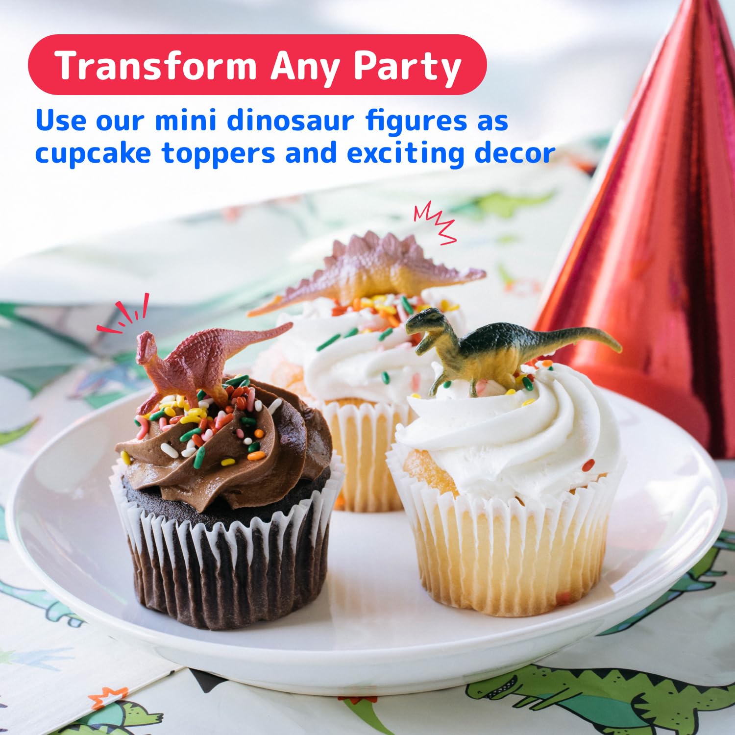 PREXTEX Mini Dinosaur Figure Toys Box (72 Count)  Best for Dinosaur Party Favors Cake Toppers Easter Eggs Filler  Plastic Dinosaurs  Dinosaur Cupcake Toppers  Small Dinosaur Toys  Cupcake Toppers