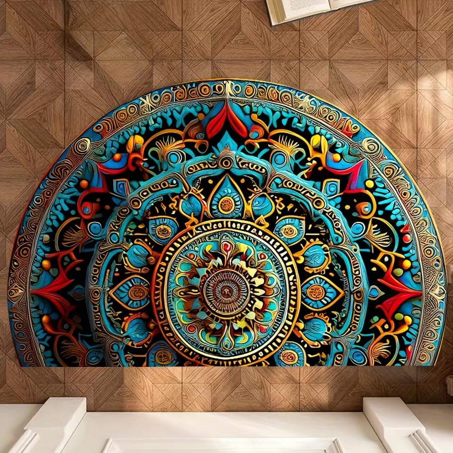 Shoponil 80X50Cm Polypropylene Outdoor Mat Semi-Circle Pattern Doormat,Anti Skid Welcome Mats For Door Entrance,Front Door Decor