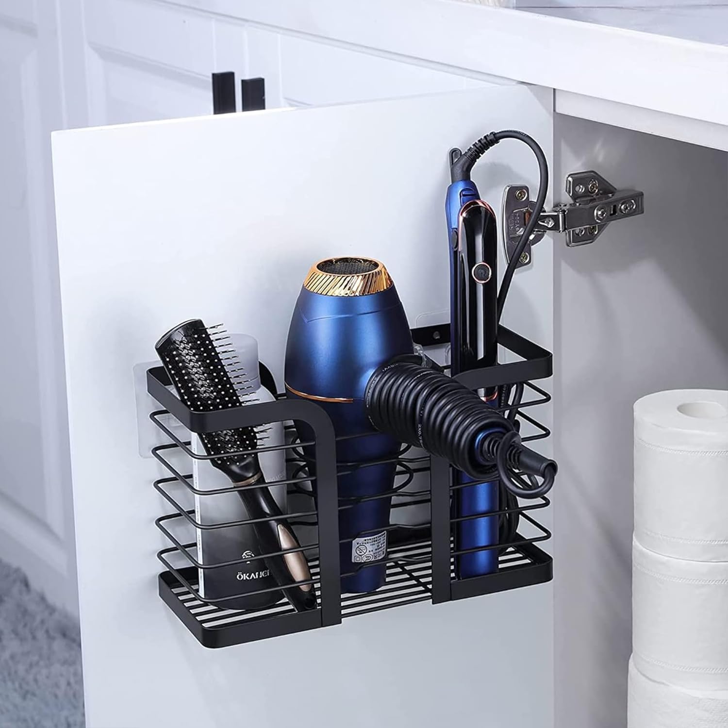 Yigii Hair Dryer Holder/Hair Tool Organizer Wall Mount - Metal Wire Bathroom Blow Dryer Holder Hair Styling Hot Tools Organizer