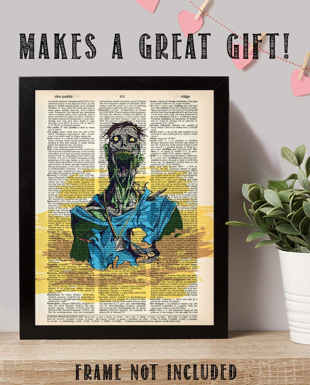 Upcycled Dictionary Art - Zombie Rage - Classic Home And Room Decor, Witch And Halloween Decorations, Zombie Horror House Displa