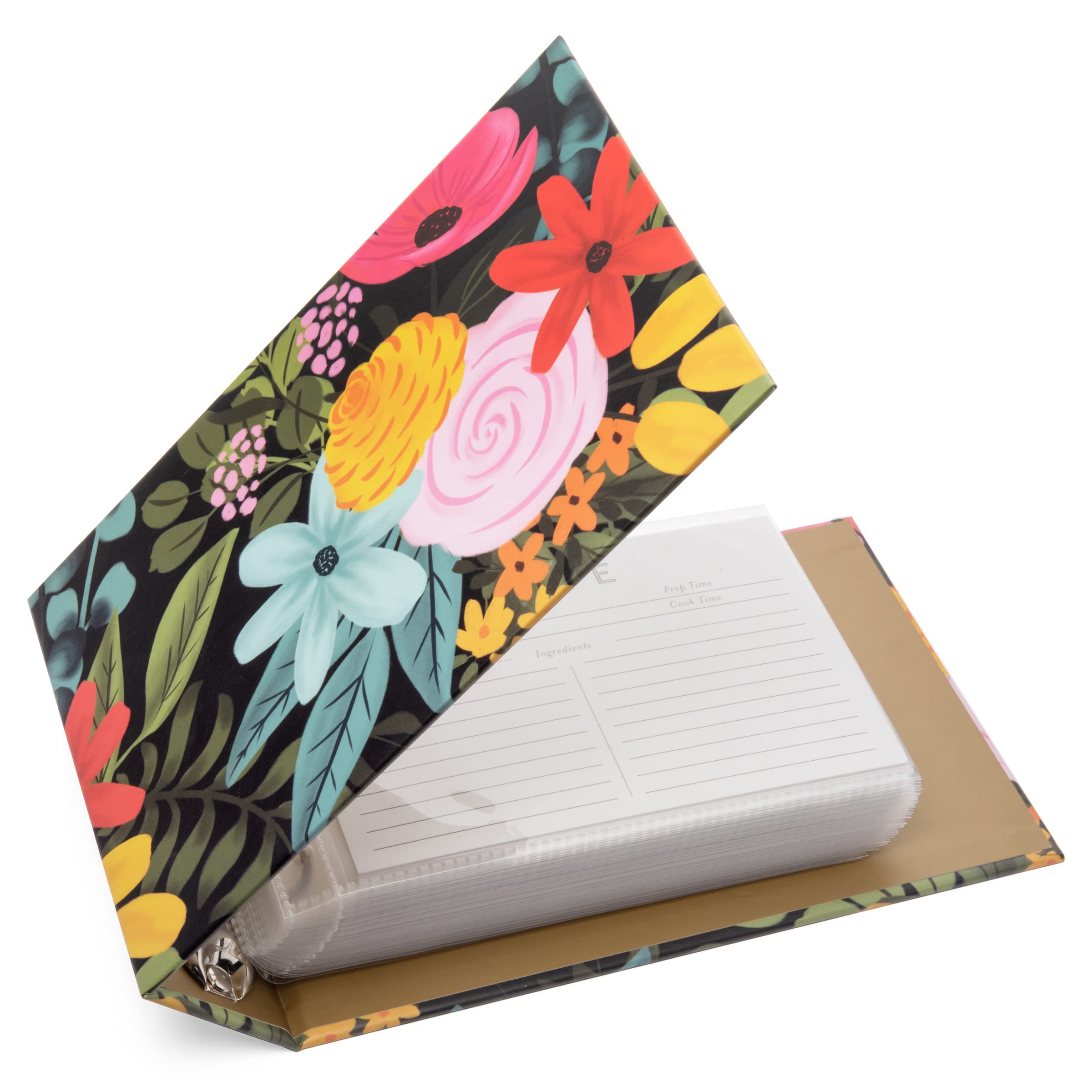 Jot & Mark Recipe Organizer Mini Binder Set 8.5'' X 5.75'' (Onyx Blossoms)