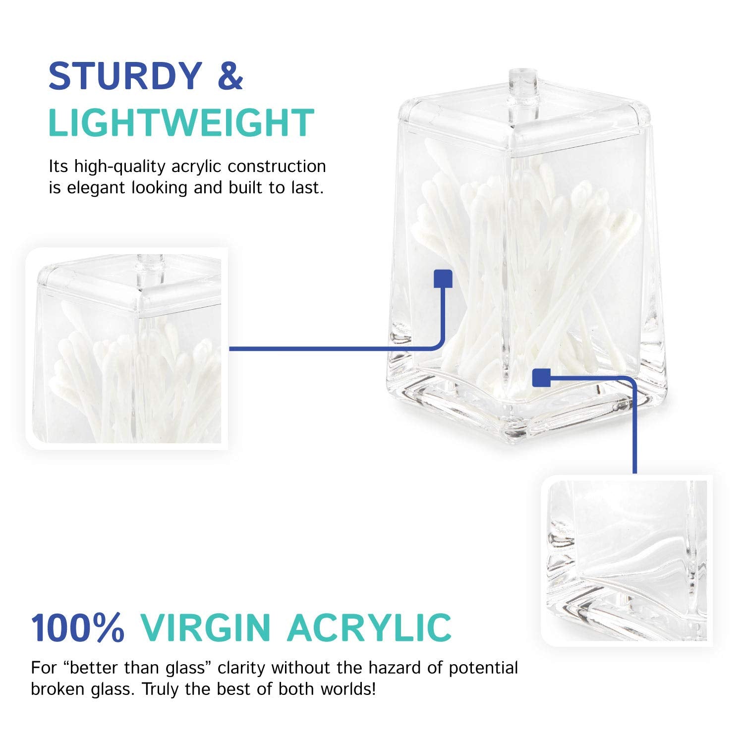 Huang Acrylic Square Tapered Accessory Set (Swab Box)