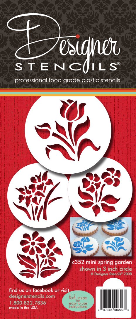 Designer Stencils Botanical Flowers Cookie Stencils, Small, Beige/Semi-Transparent