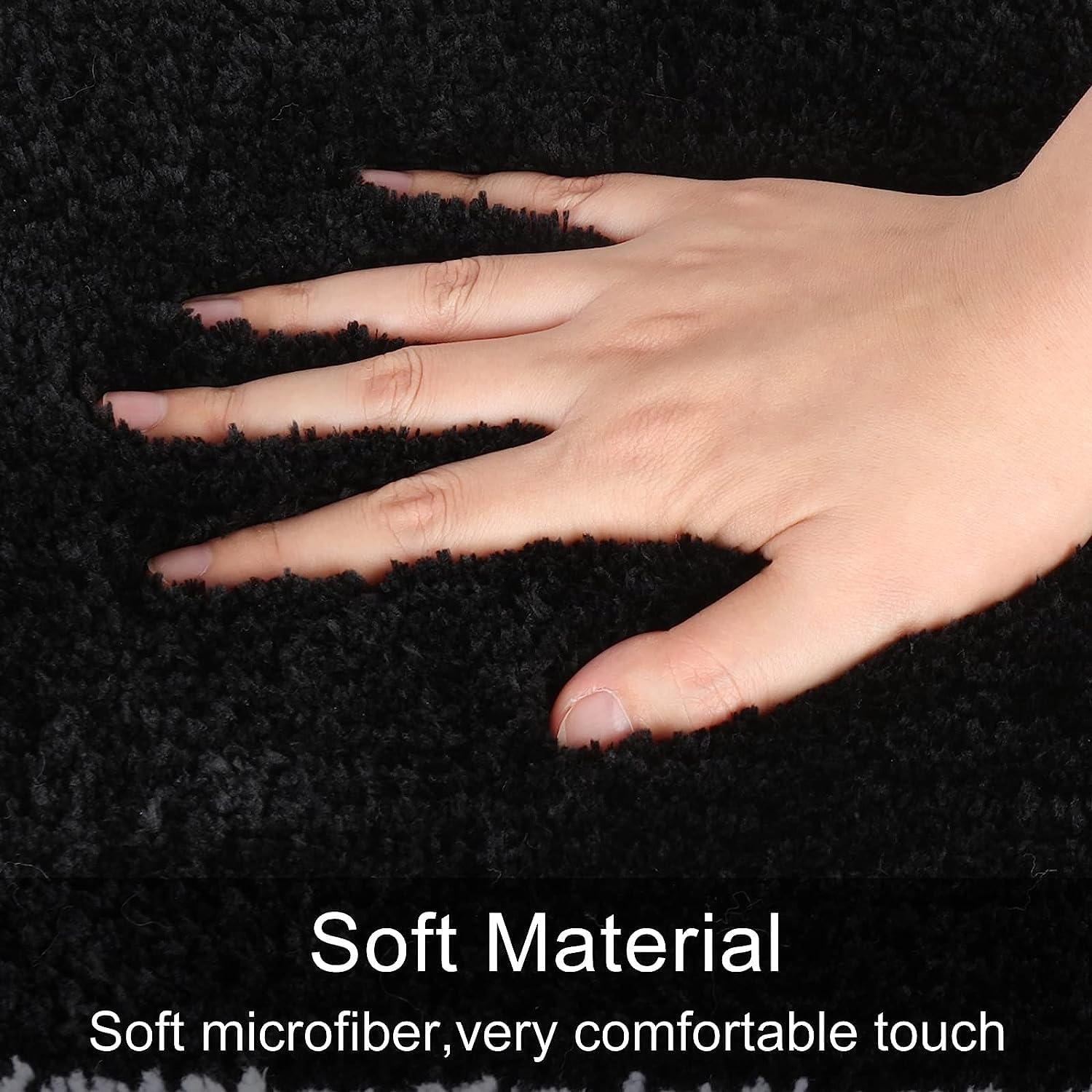 Uphome Bathroom Rugs Black Non-Slip Bath Mat Soft And Water Absorbent Bath Rug Machine Washable Fluffy Microfiber Floor Mats For