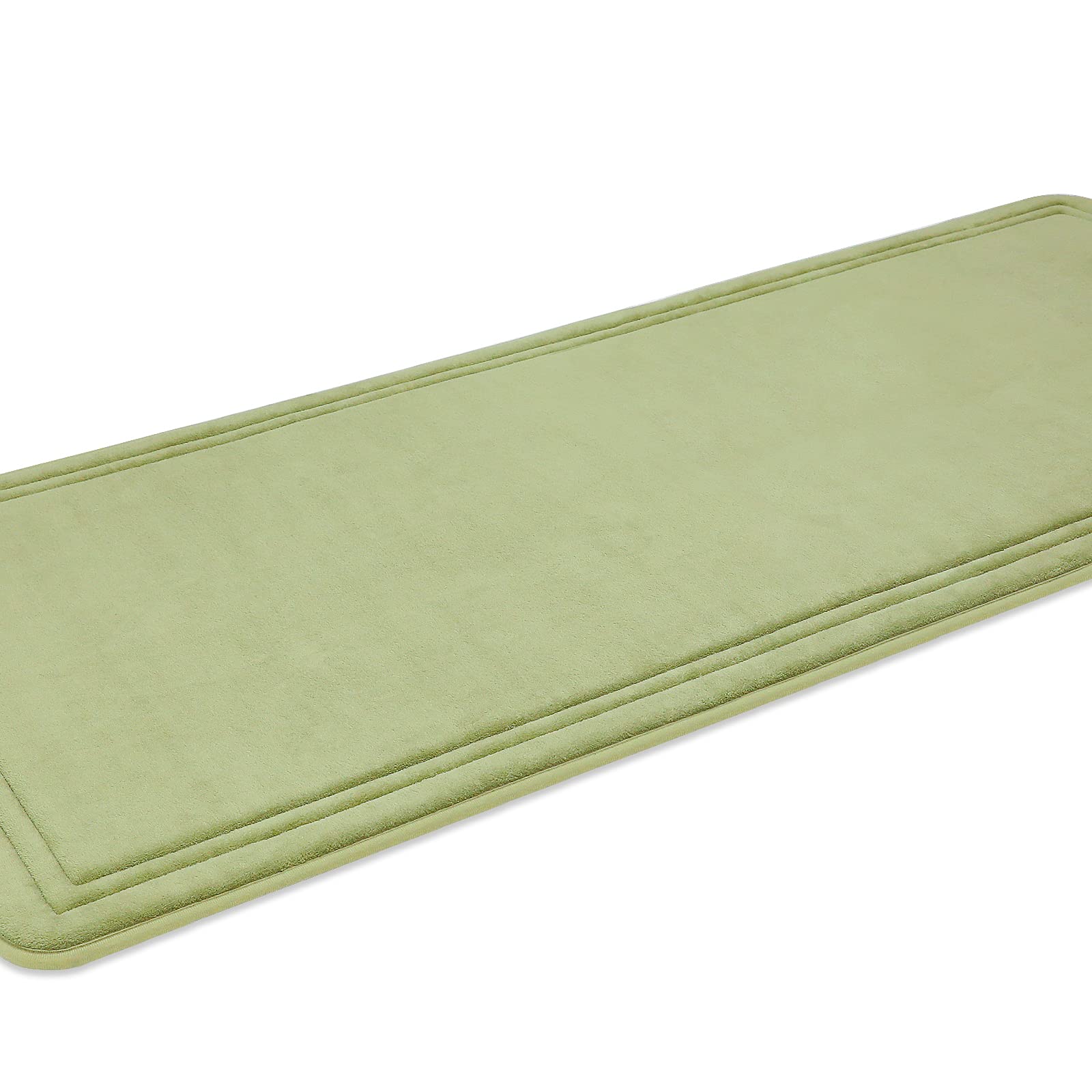 Itsoft Memory Foam Bath Mat Non Slip Absorbent Super Cozy Velvet Bathroom Rug Carpet, Machine Washable, 59 X 23 Inches Sage Gree