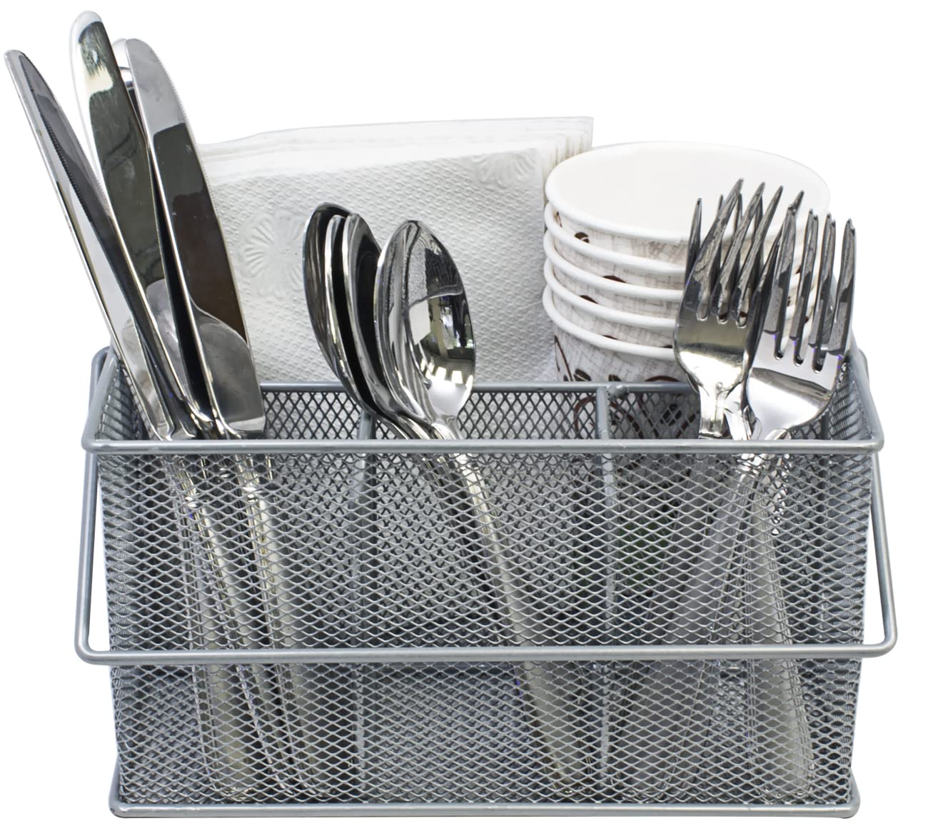 Sorbus Utensil Caddy  Silverware, Napkin Holder, and Condiment Organizer  MultiPurpose Steel Mesh CaddyIdeal for Kitchen, Di