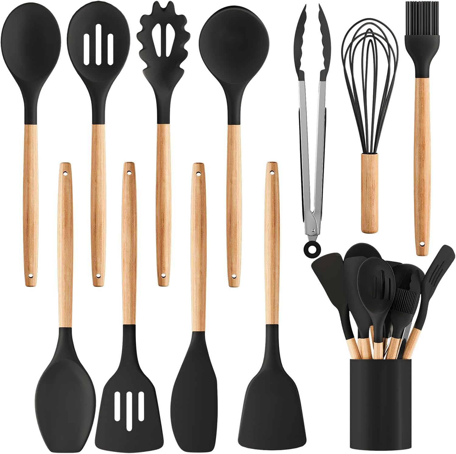 Enahole Silicone Cooking Utensil Set,12 Pcs Cooking Cookware Kitchen Utensils Set For Cooking, Nonstick 446F HeatResistant Cook