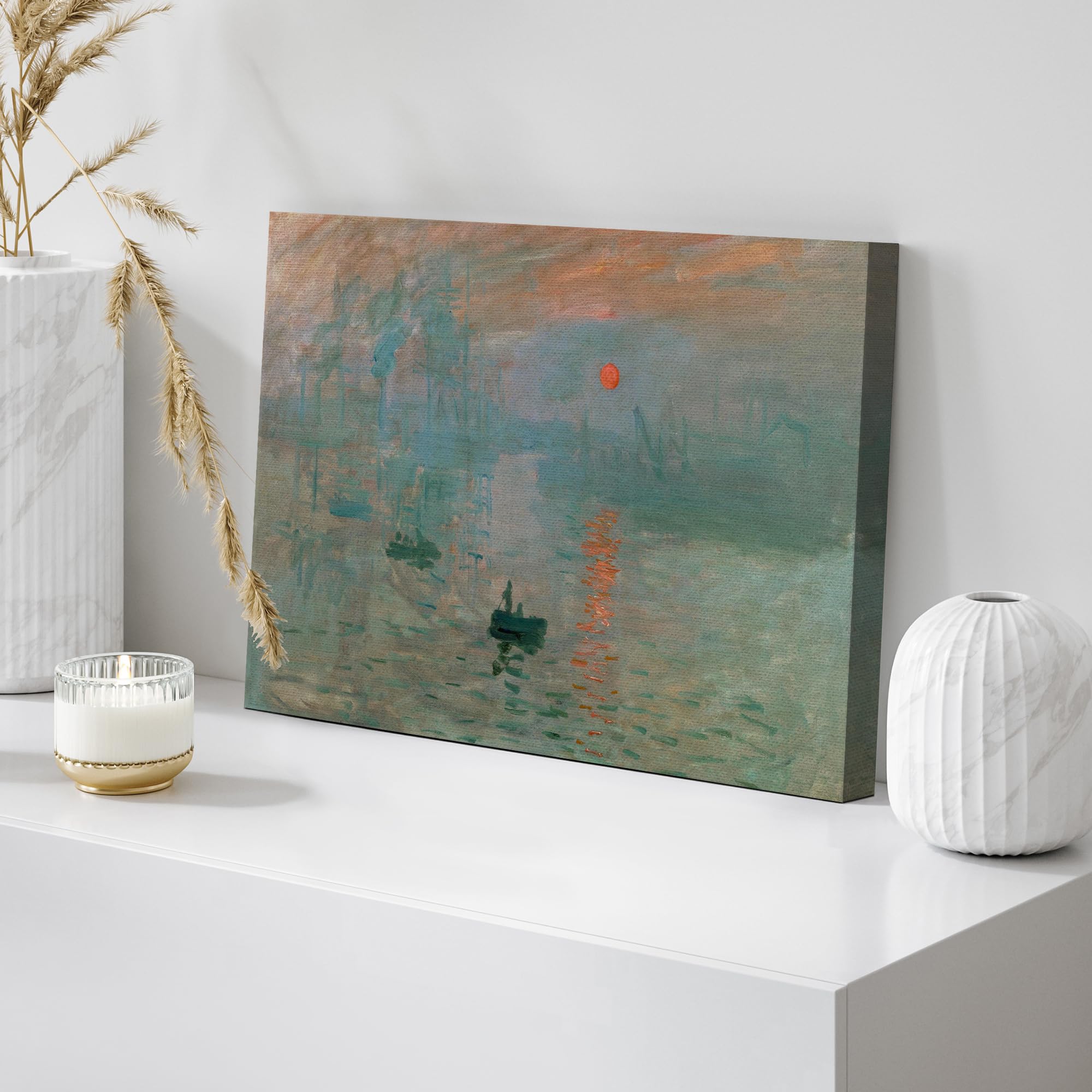 Impression Sunrise By Claude Monet Giclee Canvas Prints Wrapped Gallery Wall Art | Stretched And Framed Ready To Hang - 24'' X 3