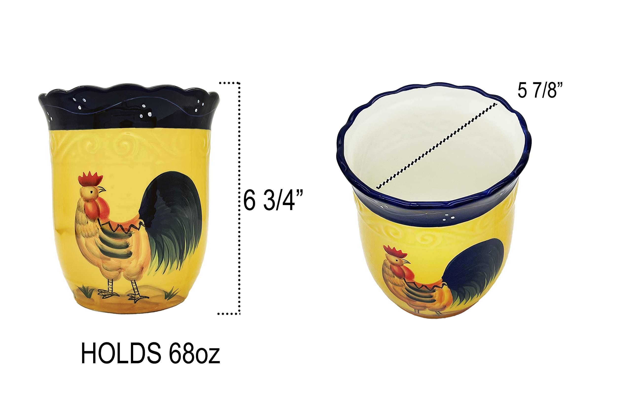 Ack Utensil Holder, Utensil Crock, Modern Kitchen Decor, Kitchen Storage (Rooster)