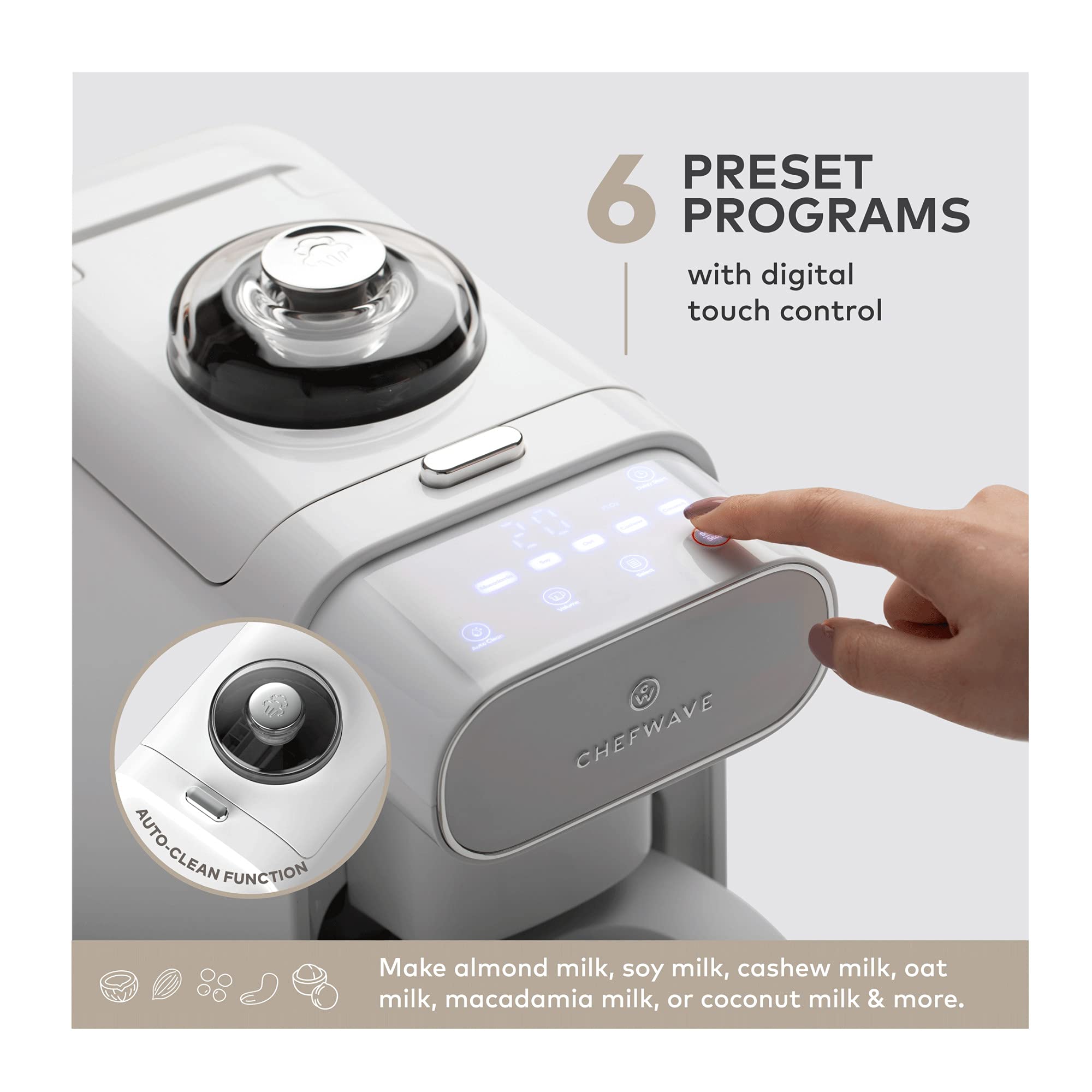 ChefWave Non-Dairy Milk Maker - 6 Plant-Based Programs, Auto Clean, Gray, 1 Count, Glass