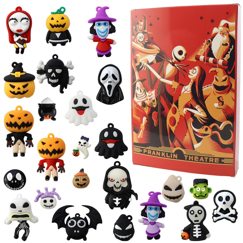 Halloween Advent Calendar 2025, 24 Day Countdown Calendar Before Christmas, Contains 24 Collectible Surprises Horror Figures Dol
