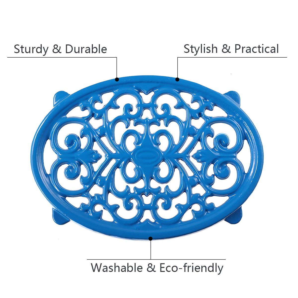 Round Cast Iron Trivet Royal Blue Trivet Mats Metal Trivets For Kitchen Dining Table Oval Shape