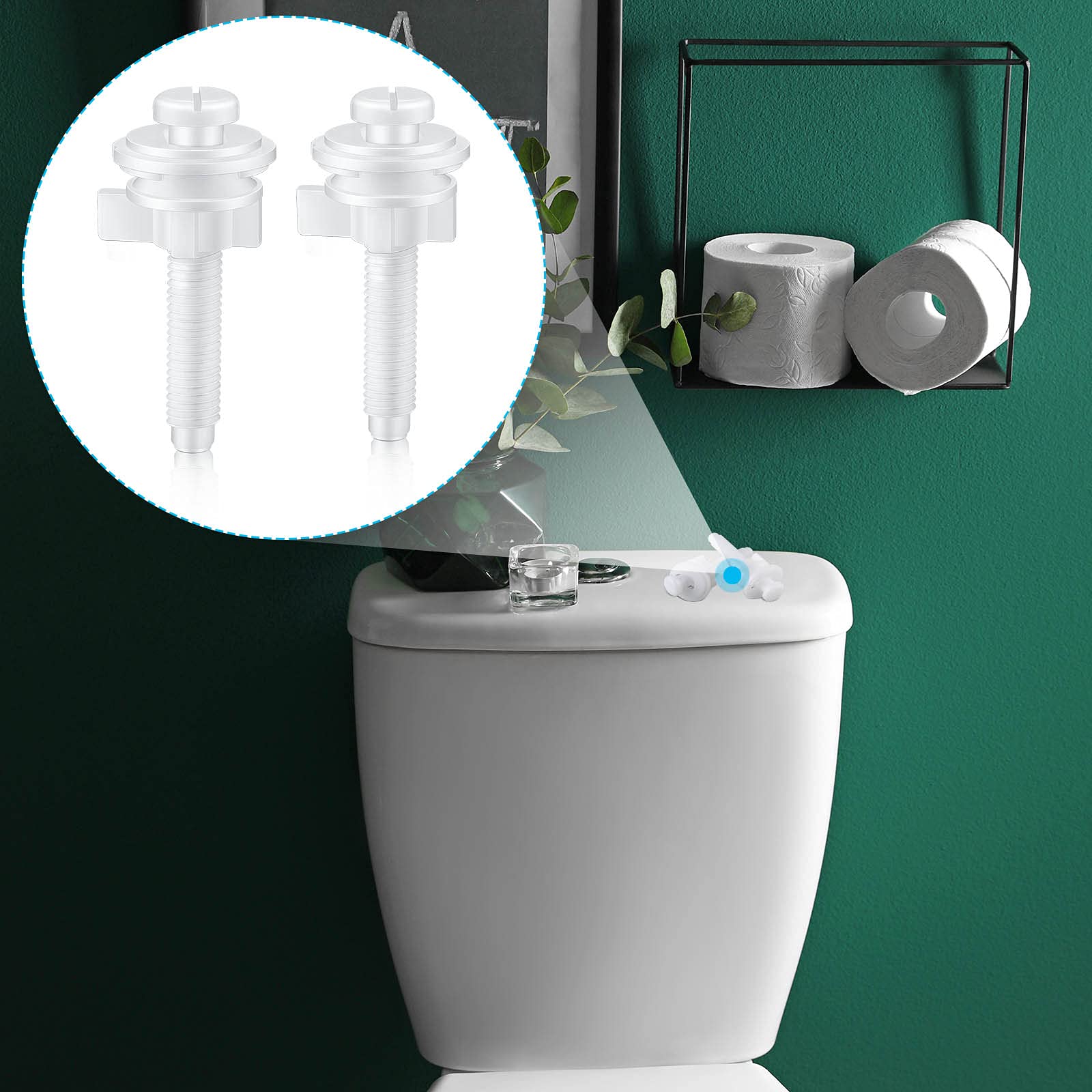 Jetec 8 Pieces Toilet Seat Screws Replacement Kit Plastic Toilet Seat Bolts Toilet Seat Hinge Bolt Screws With Plastic Nuts And