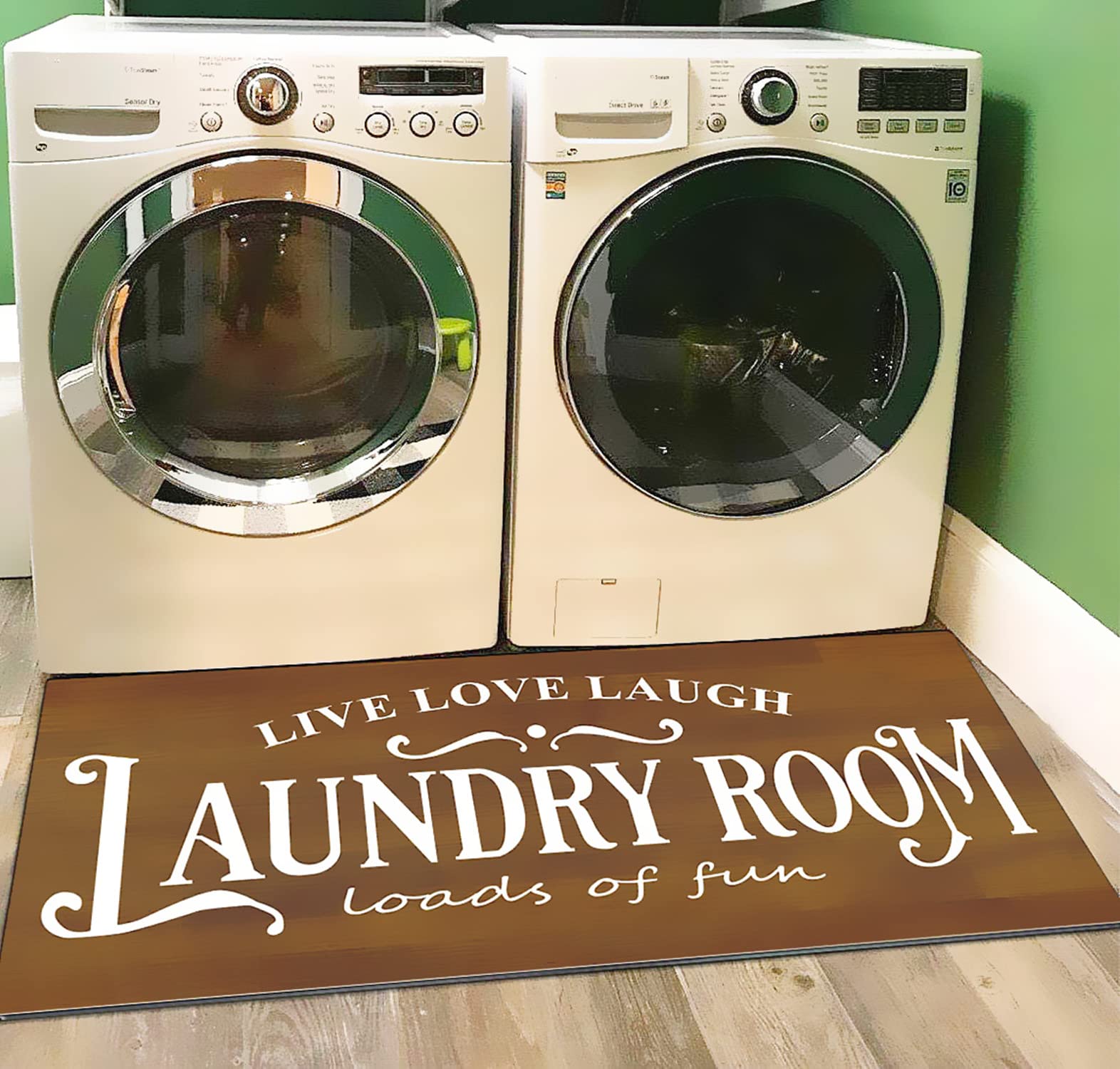 Ukeler Vintage Wood Laundry Room Area Rugs Non Slip Natural Rubber Runner Rug Waterproof Anti Fatigue Kitchen Rug Laundry Room F