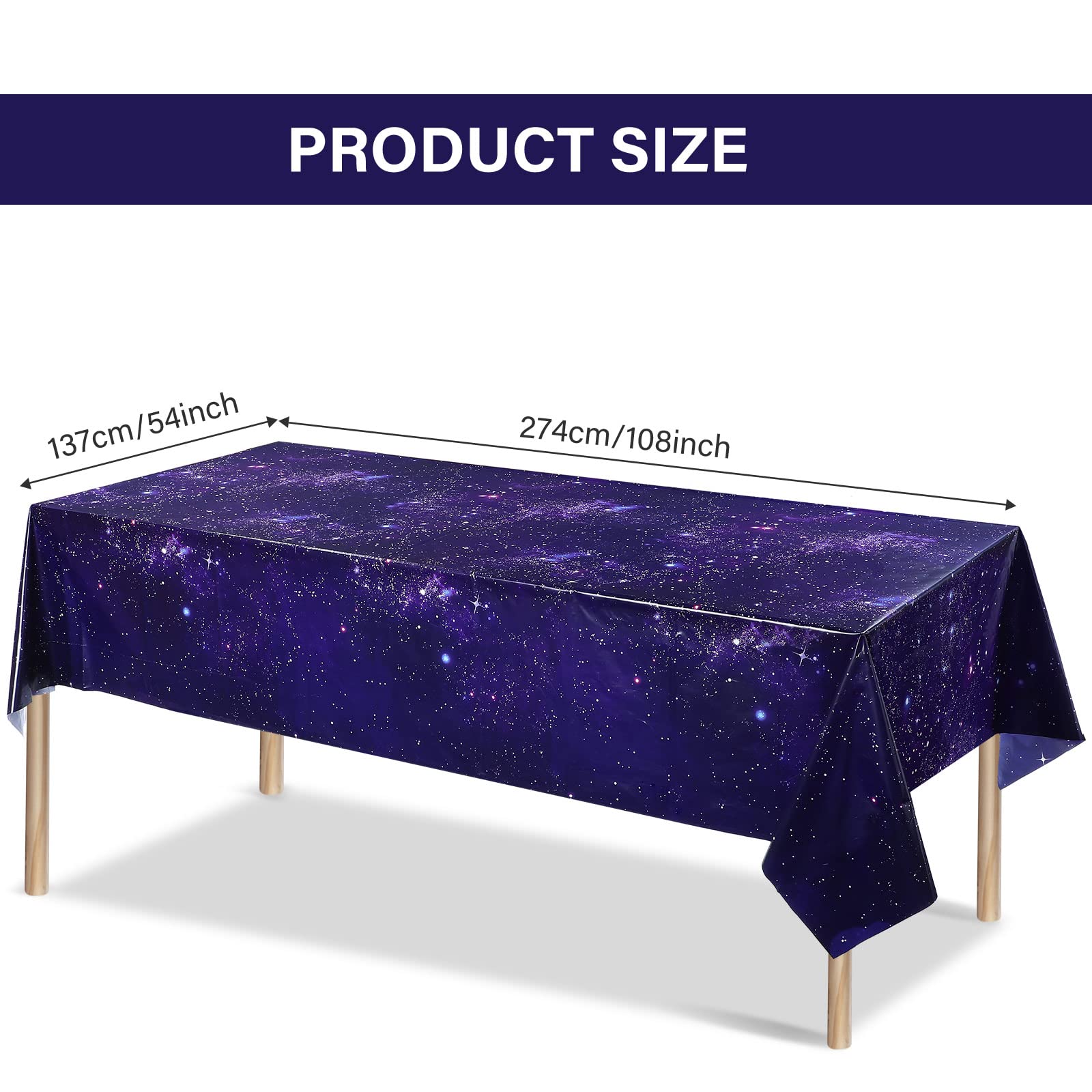 Tatuo Space Tablecloth Purple Nebula Galaxy Plastic Table Cover Space Star Rectangle Tablecloth Disposable Starry Night Sky Tabl