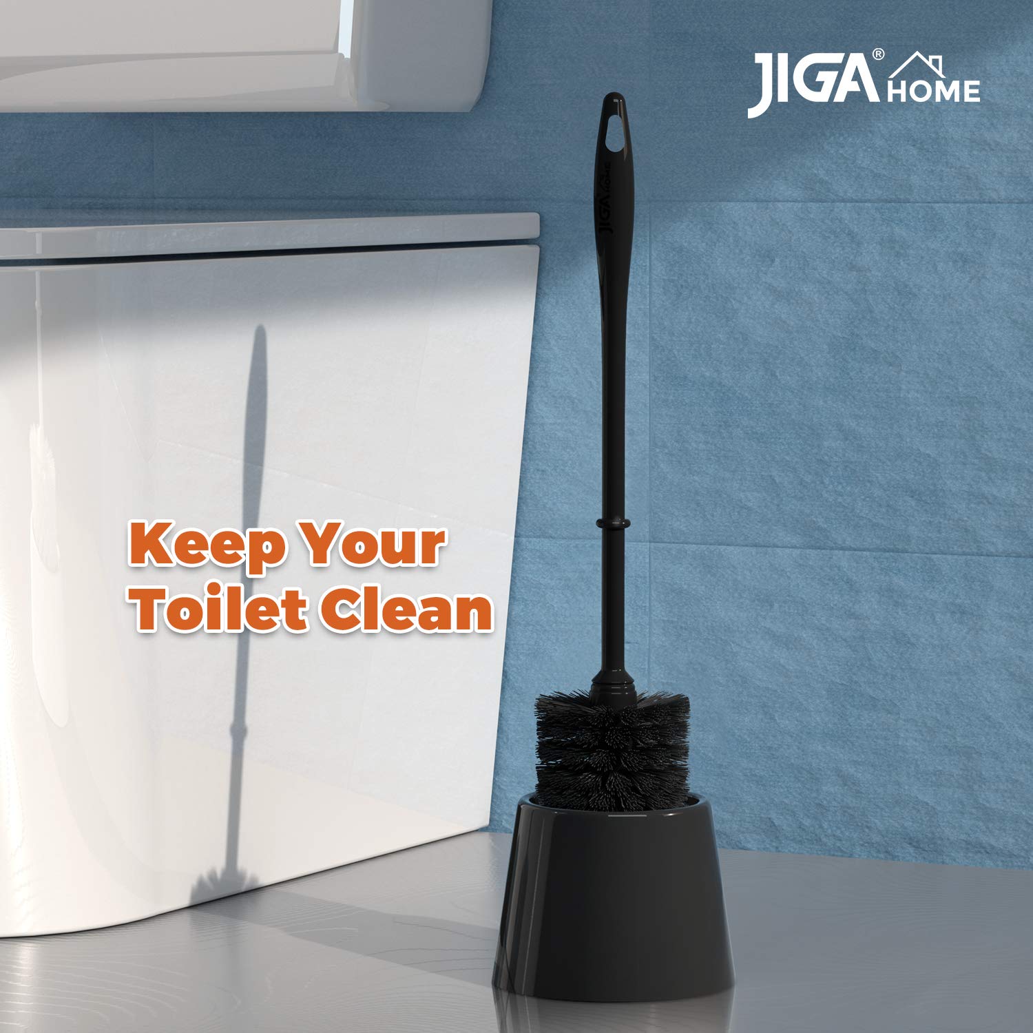 Jiga 3 Pack Toilet Brush And Holder Set, Toilet Bowl Brush With Caddy Bathroom Stiff Bristles Toilet Scrub Brush, Black