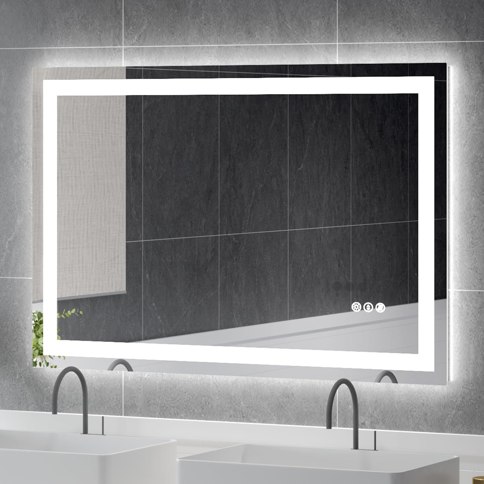 Ushower 48X32 Inch Modern Led Bathroom Mirror - Smart Backlit Vanity Mirror With Anti-Fog, Dimmable Lights, Wall Mounted, 1/5 In