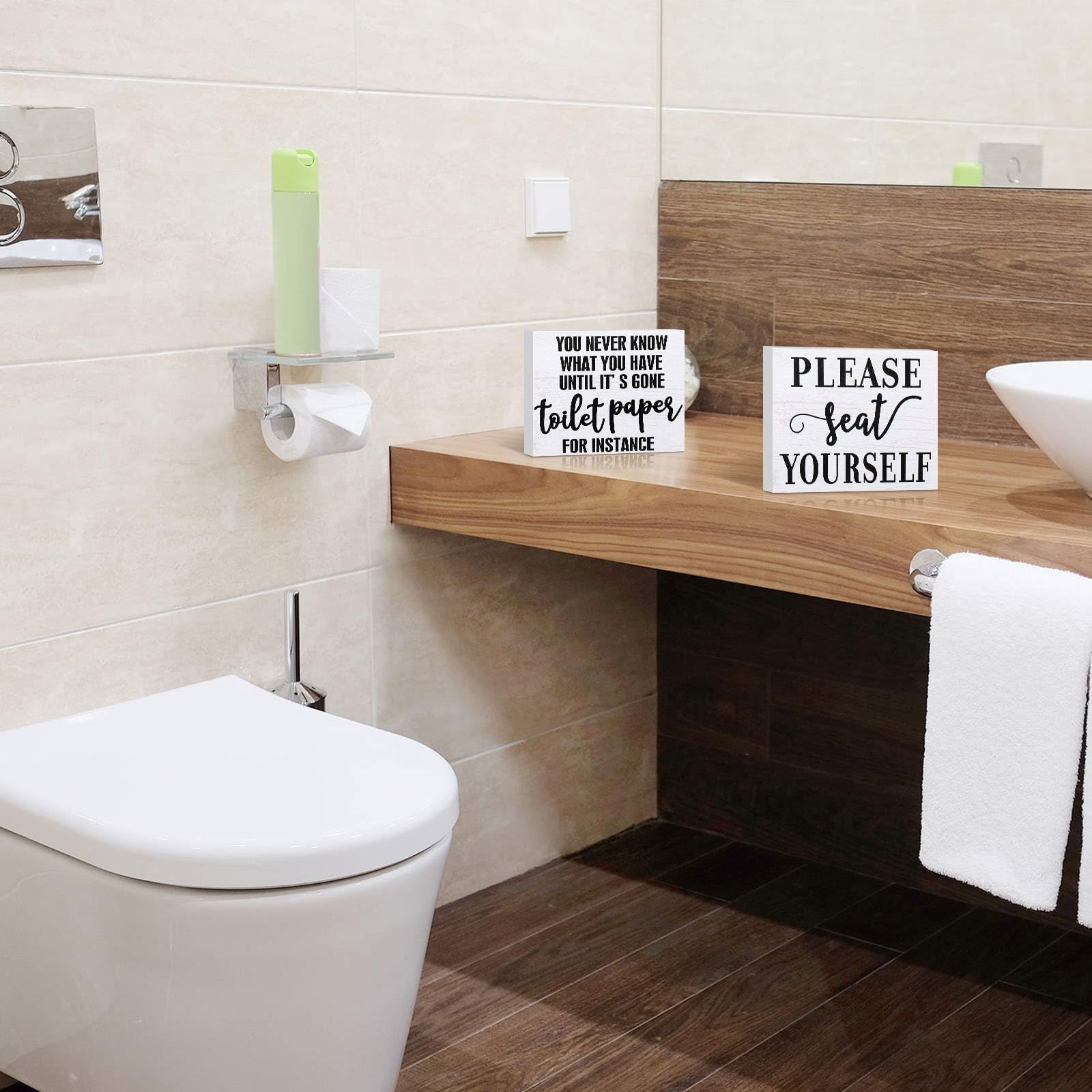 Jetec 2 Pieces Funny Farmhouse Bathroom Decor You Never Know What You Have Until It s Gone Toilet Paper Sign Please Seat Yoursel