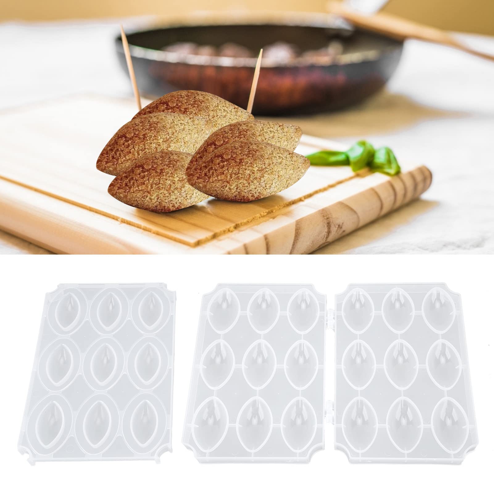 Meatball Processor Diy Kibbeh Rolls Maker Mould Manual Meatloaf Maker Press Tool Diy 9 Grids Homemade Meat Maker (Transparent)