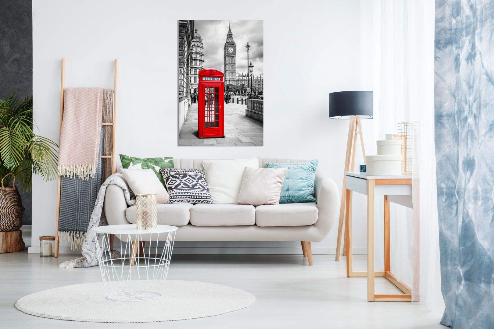 London Red Telephone Box Canvas Wall Art Picture Print (24X16In)