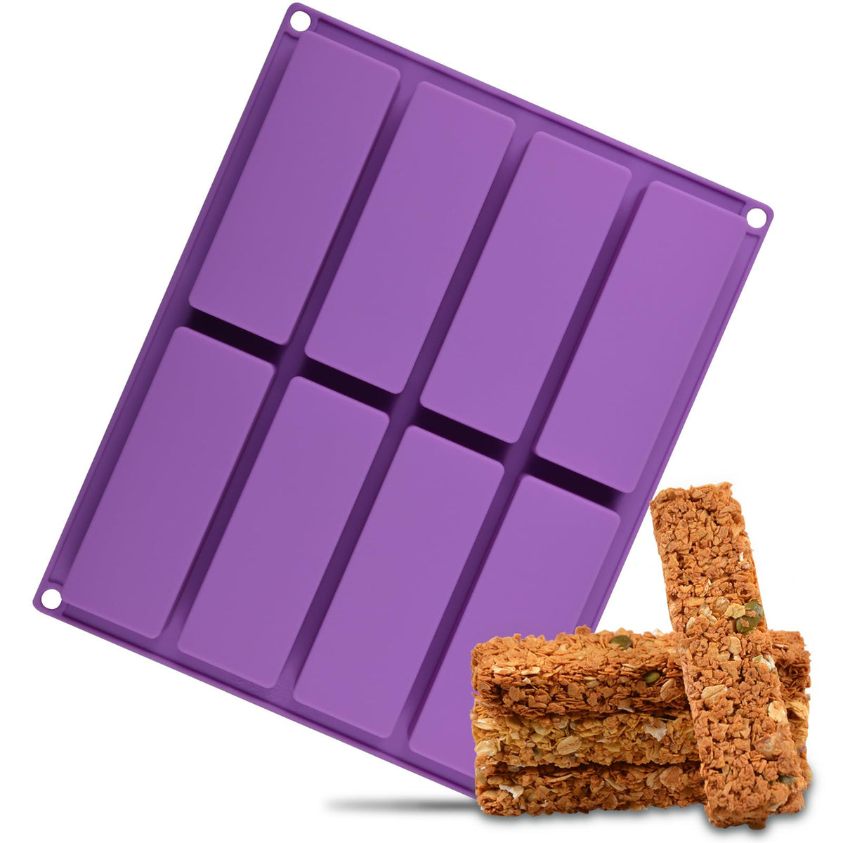 Caketime Granola Bar Mold, Silicone Chocolate Bar Mold Rectangle For Baking Knafeh Pistachio Chocolate Bar, Cereal Bar, Energy B