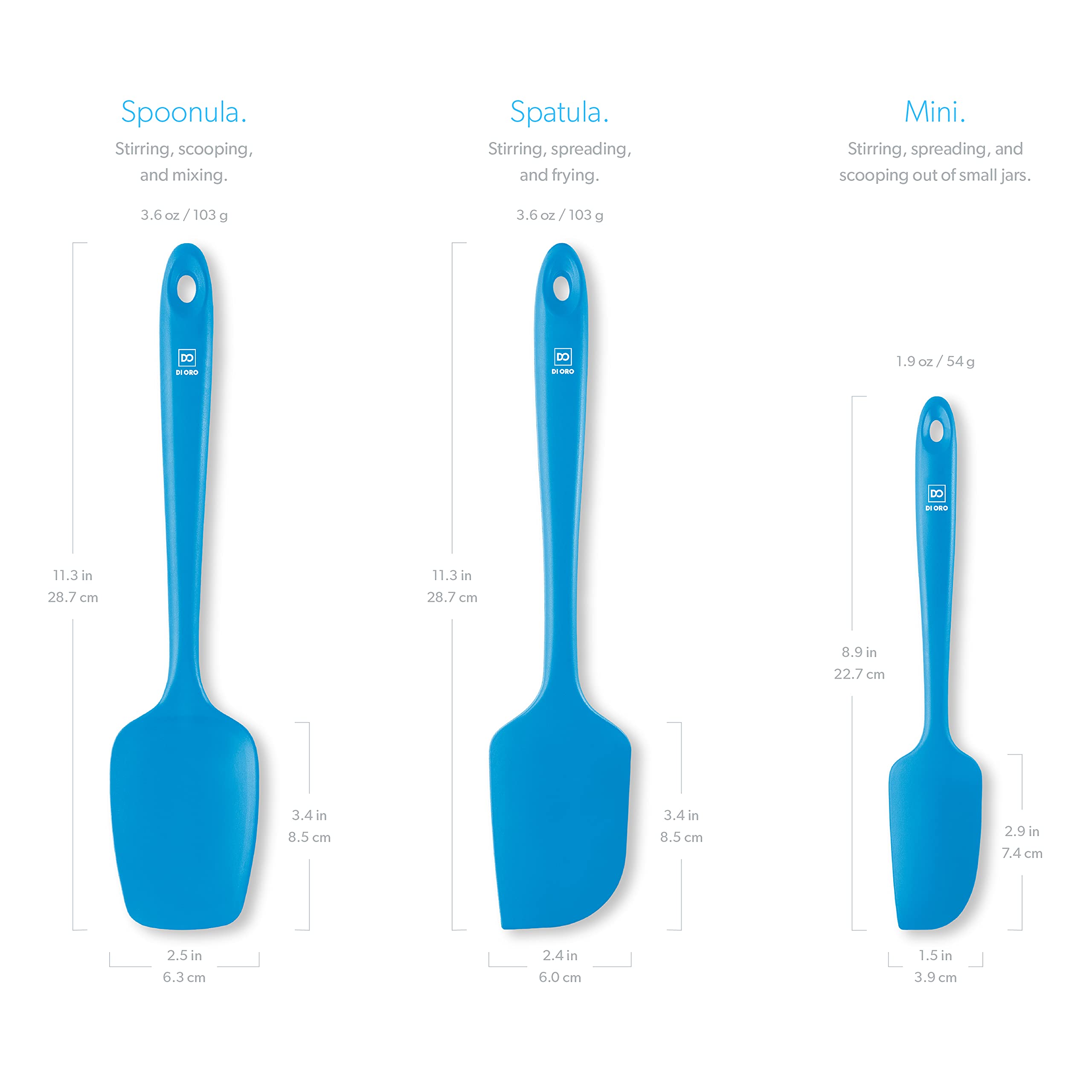 Di Oro Silicone Spatula Set - Rubber Kitchen Spatulas For Baking, Cooking, & Mixing - 600F Heat-Resistant & Bpa Free Silicone Sc