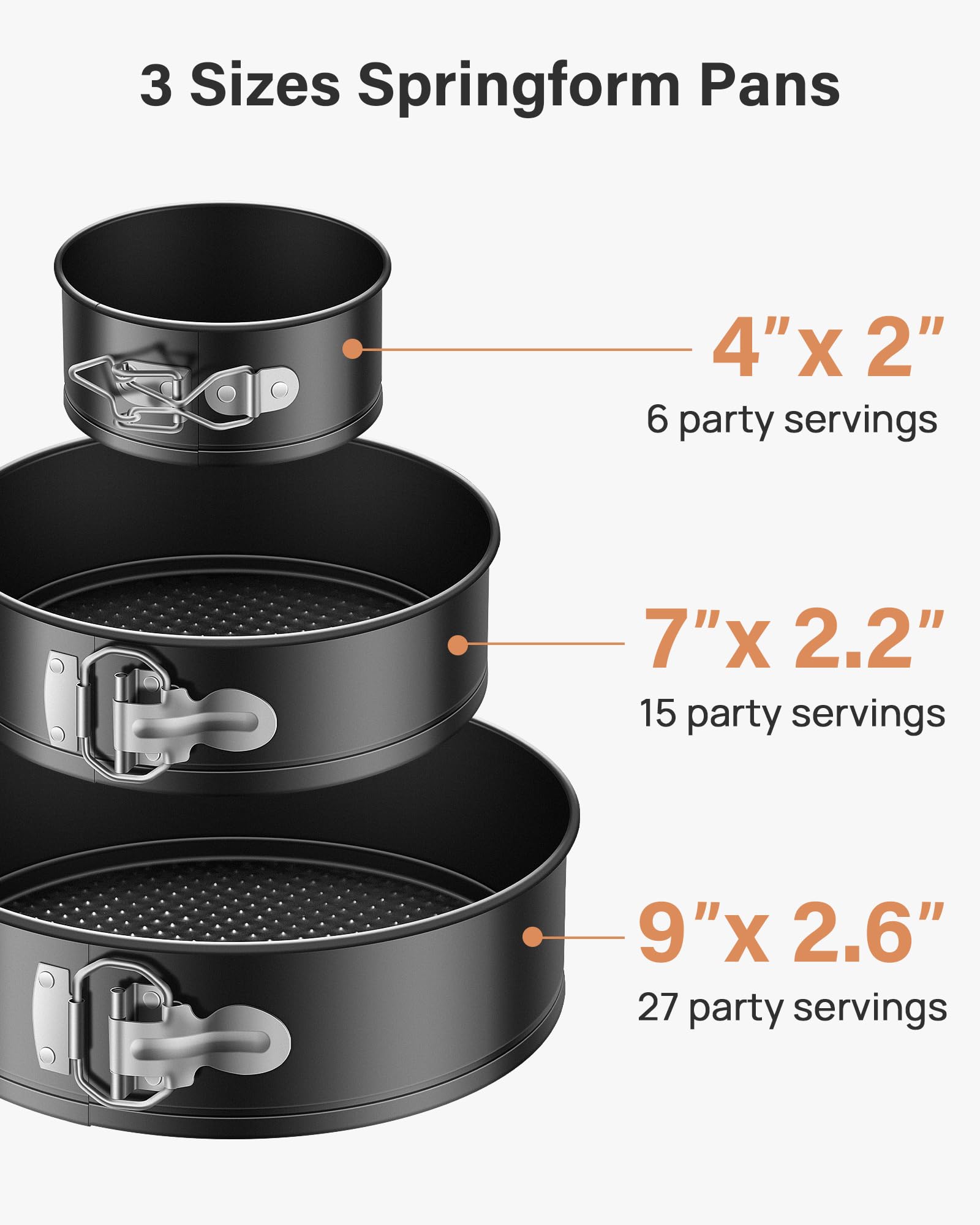 Kootek 144Pcs Cake Pan Set, Cake Decorating Kit With 3 Nonstick Round Springform Pans (4, 7, 9 Inch), Piping Bags And Tips, Cake