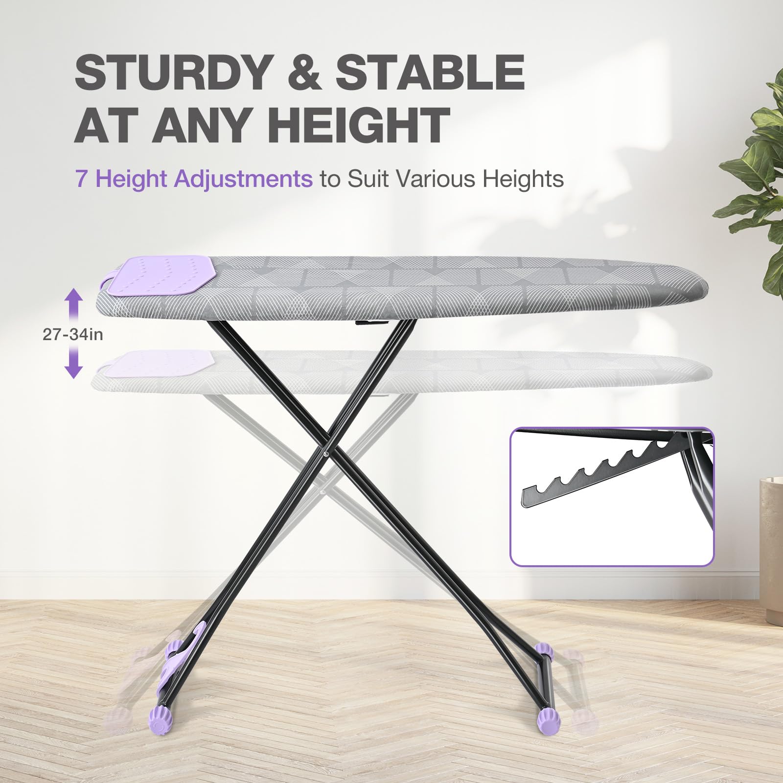 Apexchaser Ironing Board, Ironing Boards With Iron Rest, Extra Thick Cover And Pad, Height Adjustable, Easy Storage With Smart H