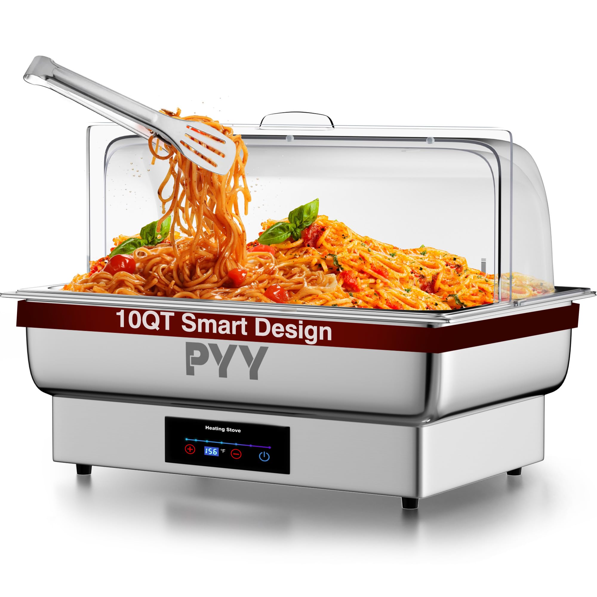 PYY Electric Chafing Dish Buffet Set, Roll Top Chafing Dish, Stainless Steel Chaffing Server Set Chafer for Catering,Buffets (Fu