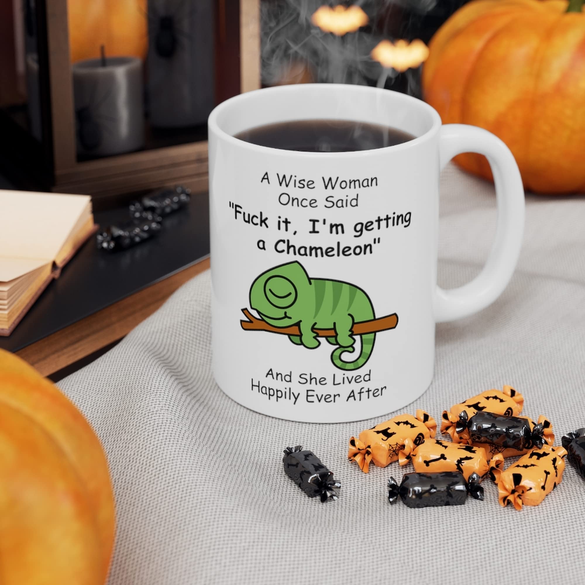 Funny Chameleon Gifts For Women Animals Lovers Pets Mom Mother 'S Day 2024 A Wise Woman Once Said Coffee Mug With Fun Quotes Cer