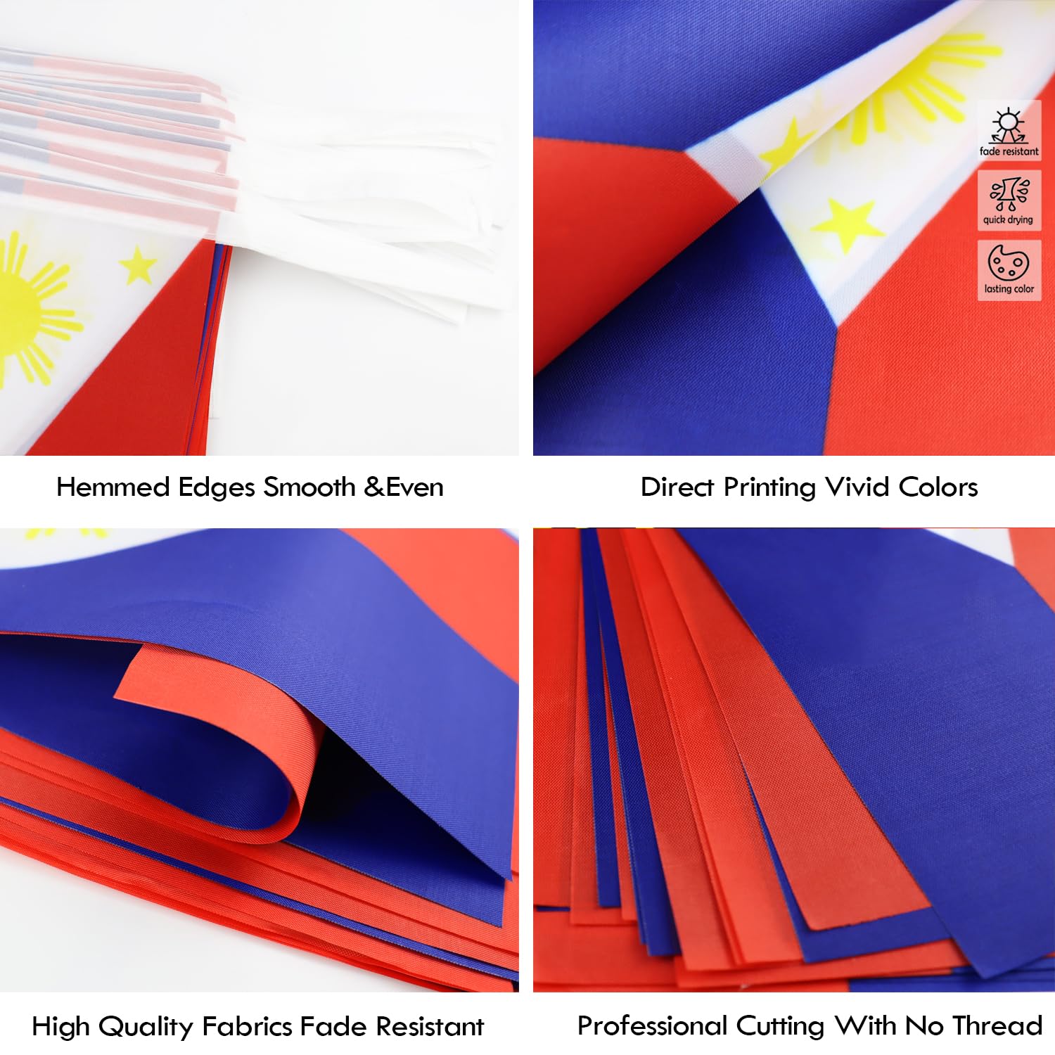 Philippines String Flag Pennant Banner - 38 Flags, 42 Feet Small Mini Philippine Flags Bunting Banner For Country Decoration, Sc