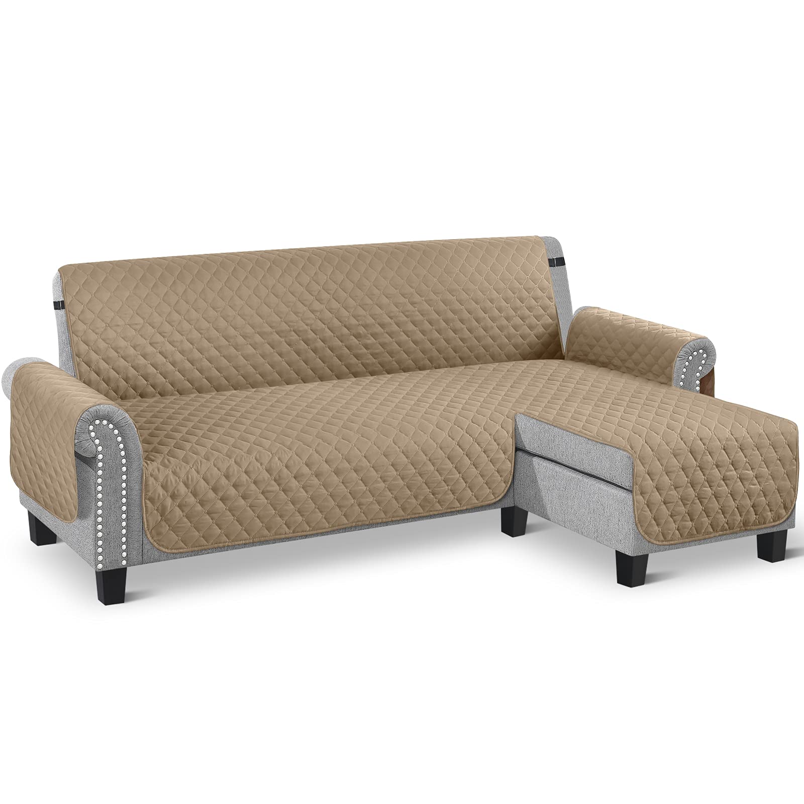 Taococo Microfiber Couch Slipcover L Shape Sofa Cover Sectional Couch Chaise Lounge Cover Reversible Sofa Cover Furniture Protec