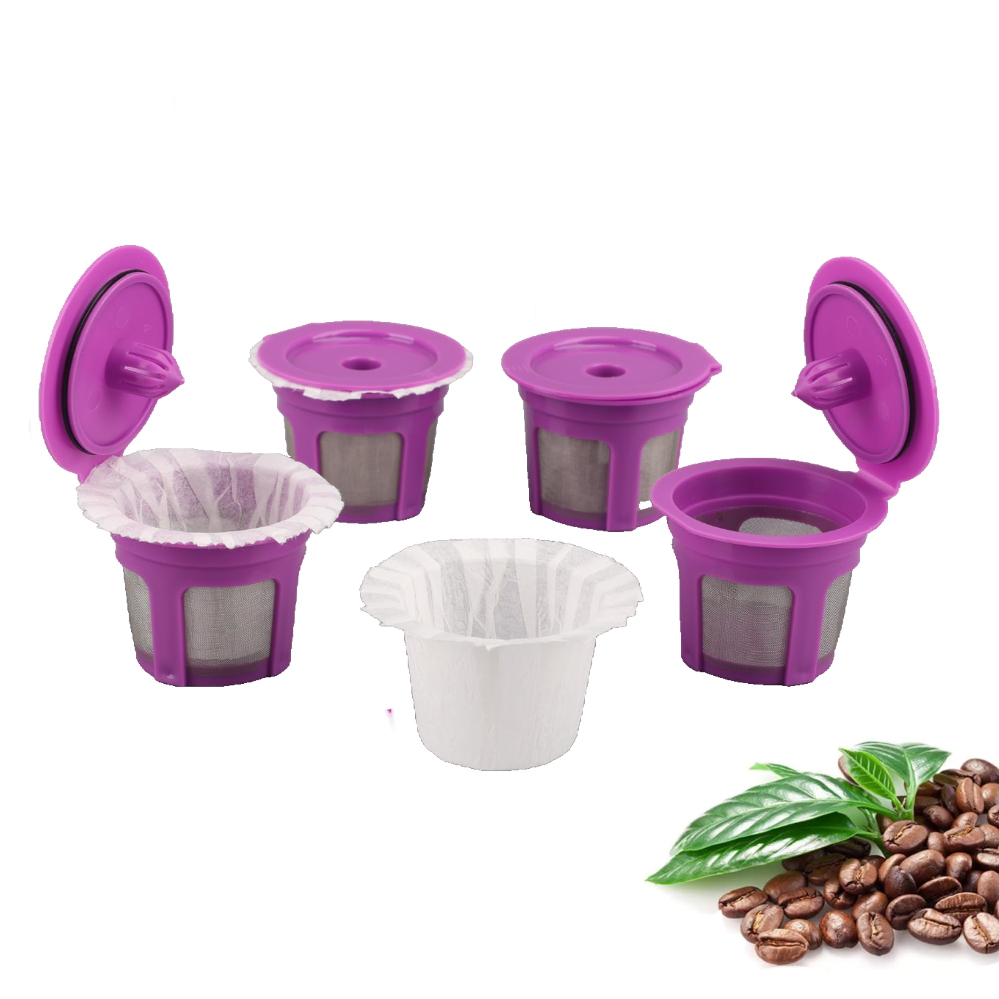 Disposable Coffee Paper Filter 300 Count with 2 Pack Reusable K Cup Coffee Pods Compatible with Keurig Single Serve Coffee Maker 2.0 & 1.0