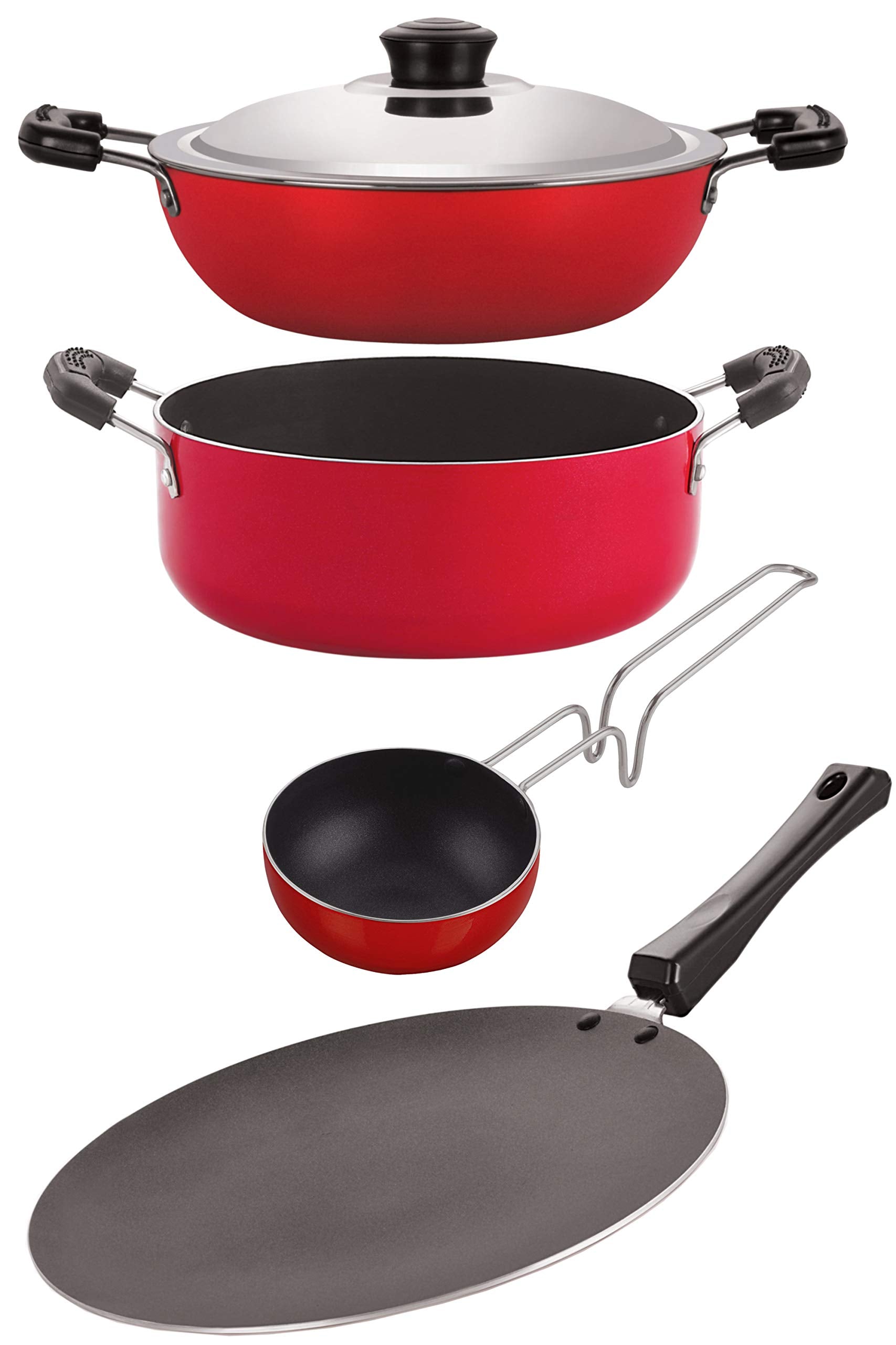 Nirlon NonStick Coated Aluminium Pfoa Free Kitchenware Essential Combo Set (Ct11_Dkd(M)_Vg_Cs24)