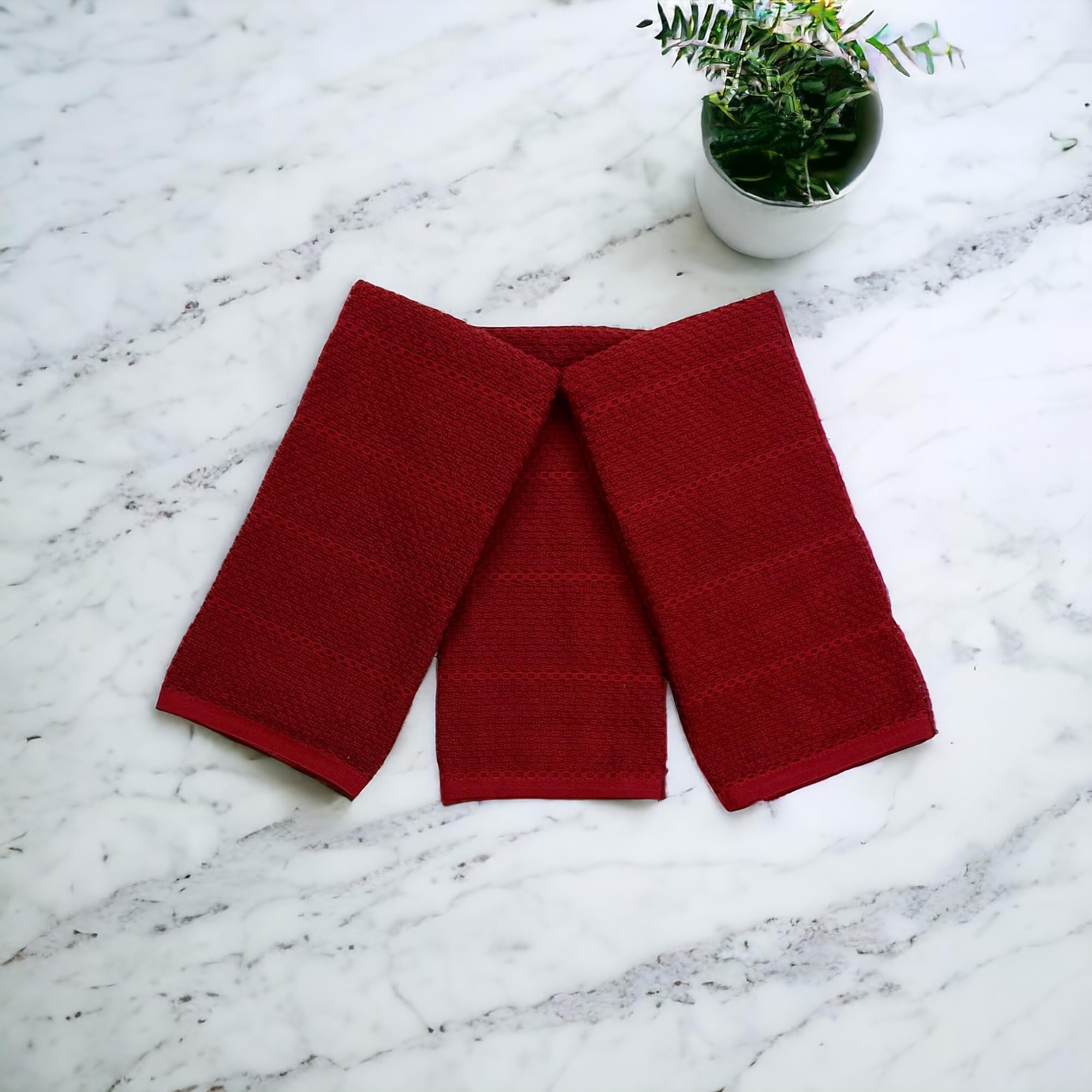 Maroon Dark Red Brick Red Kitchen Hand Dish Towels: Oversized 28'' X 18'',100% Cotton Cloth Soft Cleaning Drying Absorbent Textu