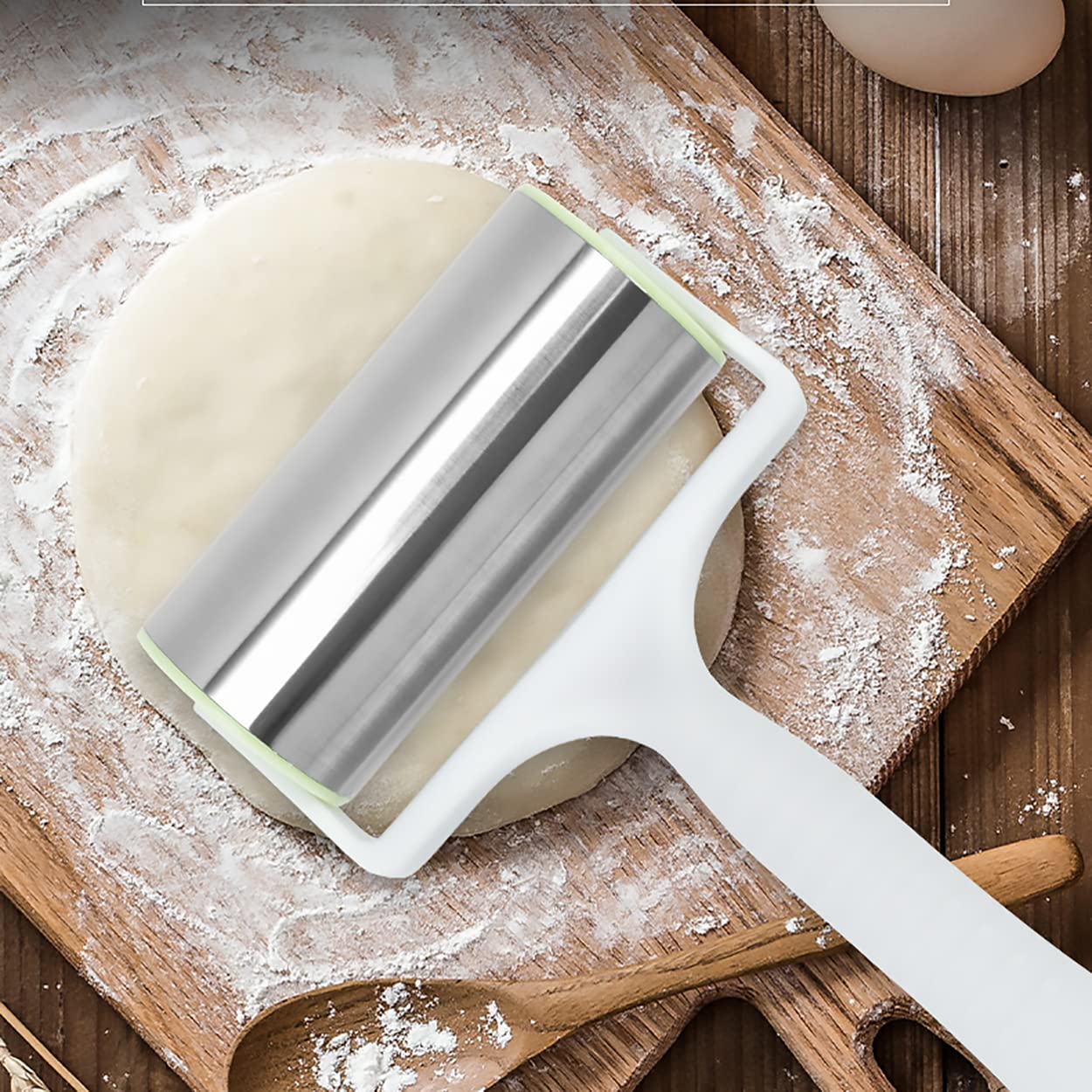 Goeielewe Stainless Steel Rolling Pin With Plastic Handle, Small Mini Pastry And Pizza Dough Baker Roller Ideal For Baking Dough