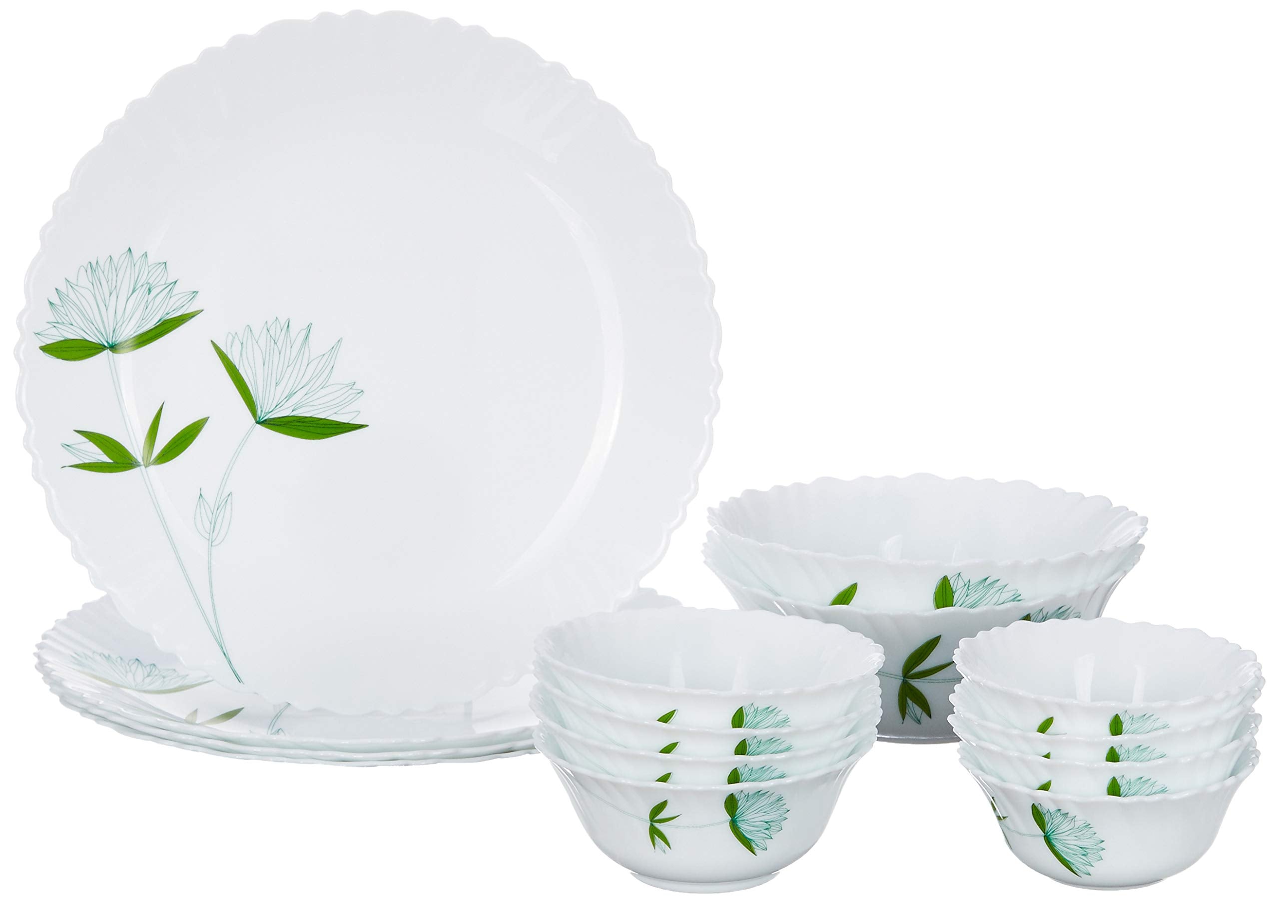 Larah By Borosil Opalware Dinner Set | Microwave & Dishwasher Safe | BoneAsh Free | Crockery Set For Dining & Gifting | Plates 