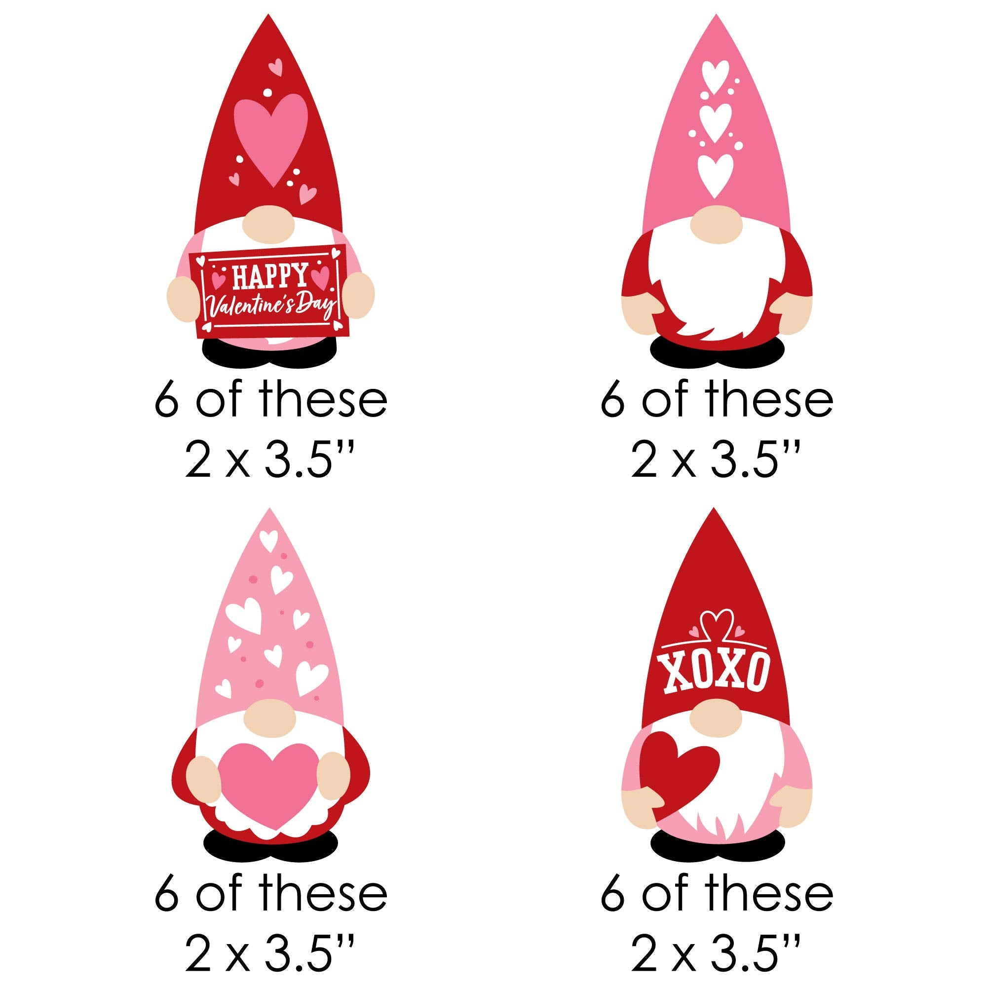 Big Dot Of Happiness Valentine Gnomes - Diy Shaped Valentines Day Party Cut-Outs - 24 Count