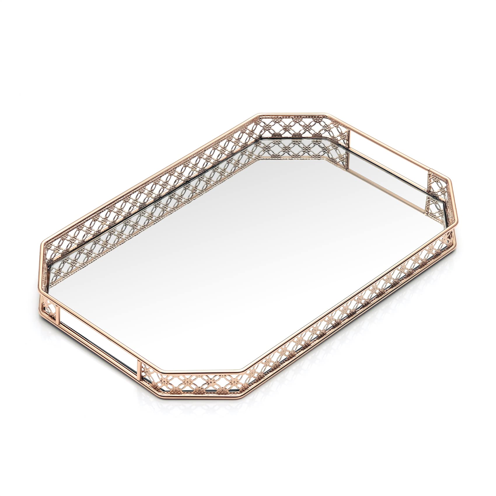 Gold Mirror Tray, Perfume Tray For Dresser, Gold Vanity Trays For Bathroom And Home Decor, 11.6 X 7.7 X 1.2 Inches