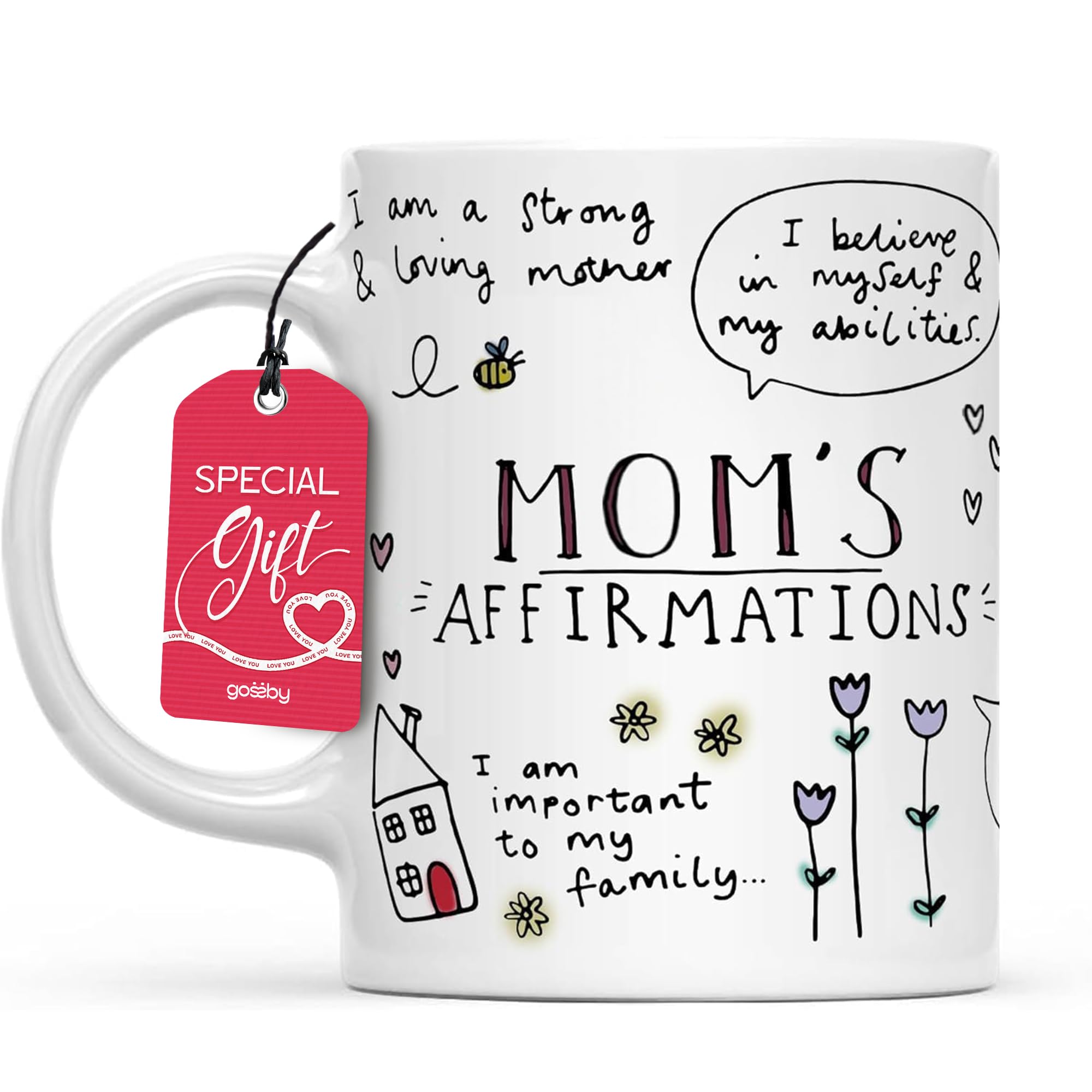 Gossby Mom Affirmation Coffee Mug - Mother s Day, Christmas, Birthday Gift For Mom - Positive Energy Gifts For Women - 11oz Whi