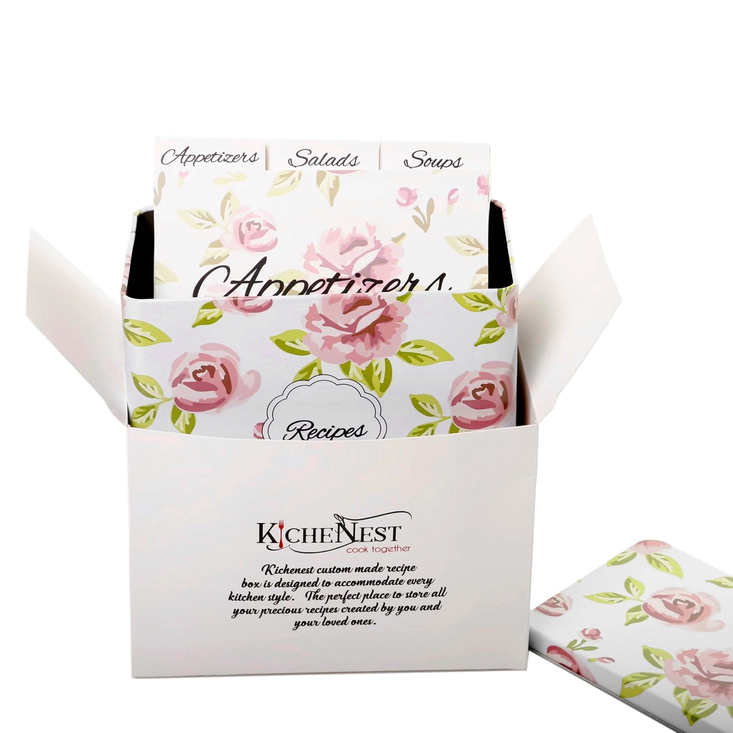 Kichenest Recipe Box Gift Set With 4X6 Recipe Cards And Dividers,Vintage Metal Recipe Card Holder Box