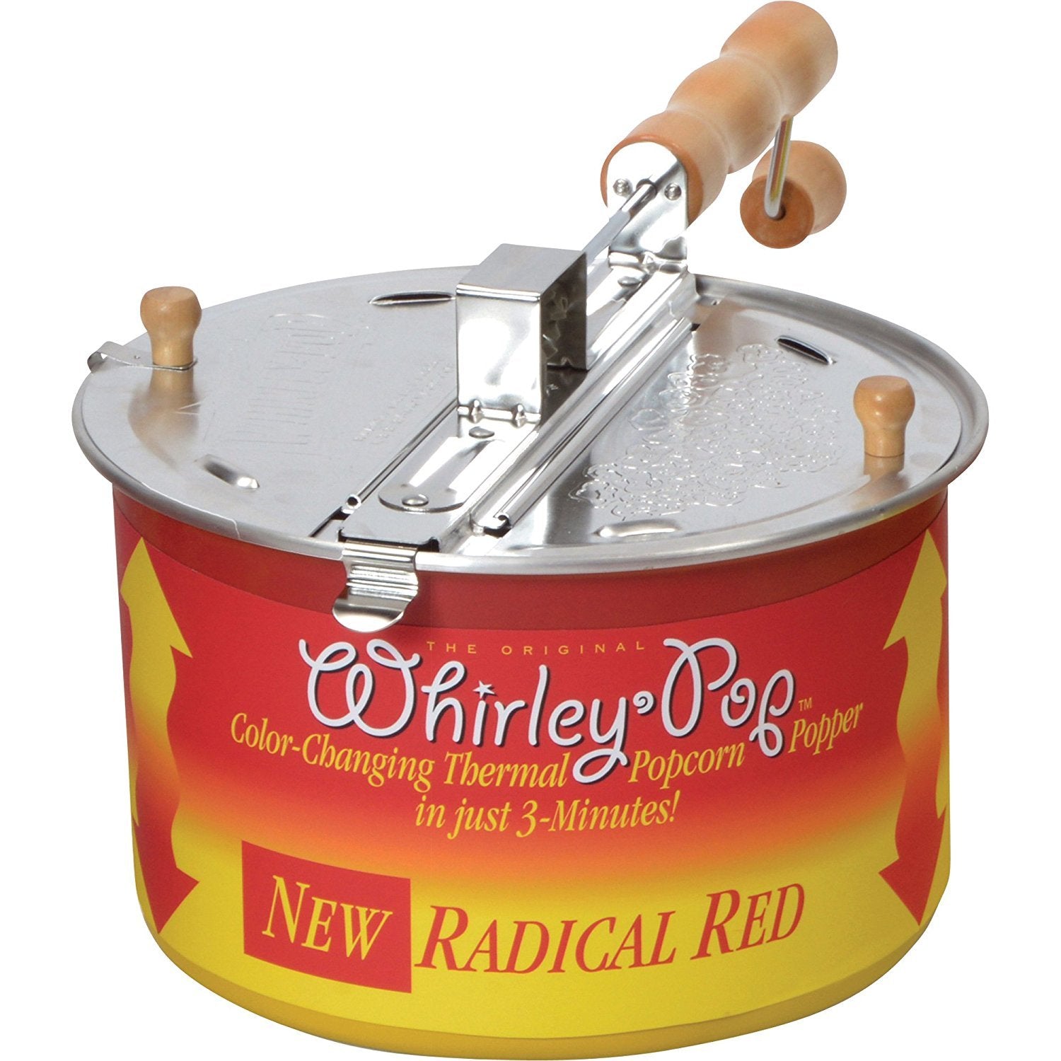 Wabash Valley Farms Whirley Pop- 6 Quart Stovetop Popcorn Popper Metal Pan, Color Changing Popcorn Maker With Nylon Gear, Ideal