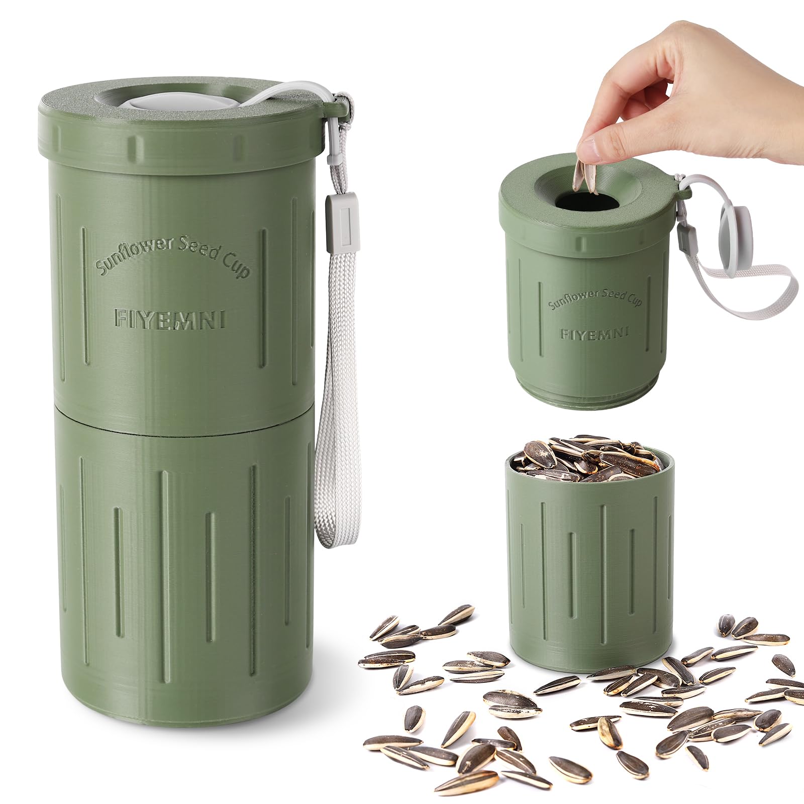 FIYEMNI Sunflower Seed Spit Cup, with Seed Storage & Shell Disposal. 3D Printed Portable Pistachios Snack Nut Bowl Cup for in-Ca